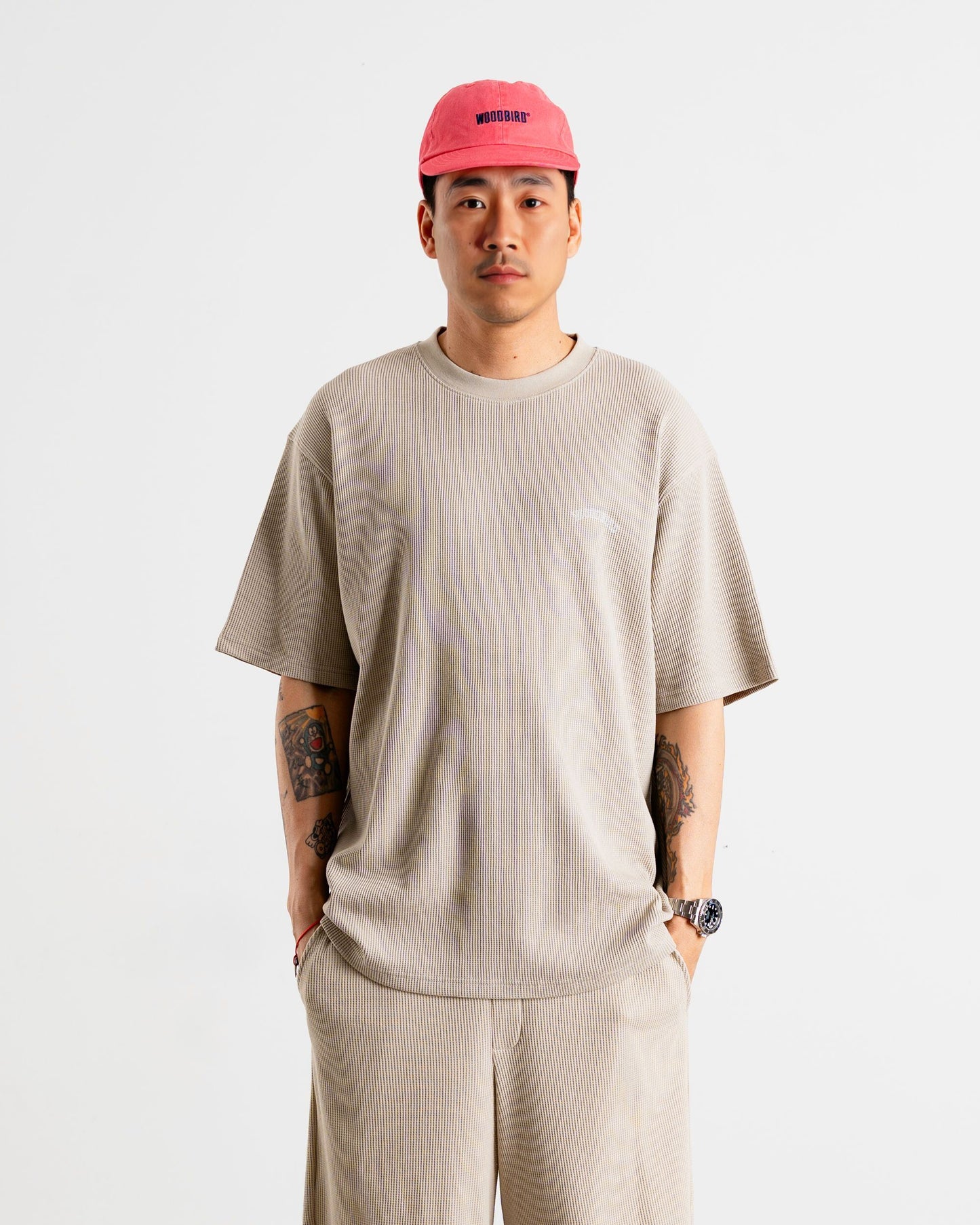 Woodbird WBBaine Waffel Tee T-Shirts Taupe Brown