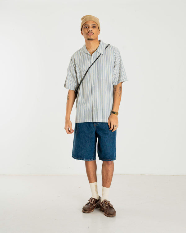 Woodbird WBBanks Stripe Linen Shirt Shirts Light Blue