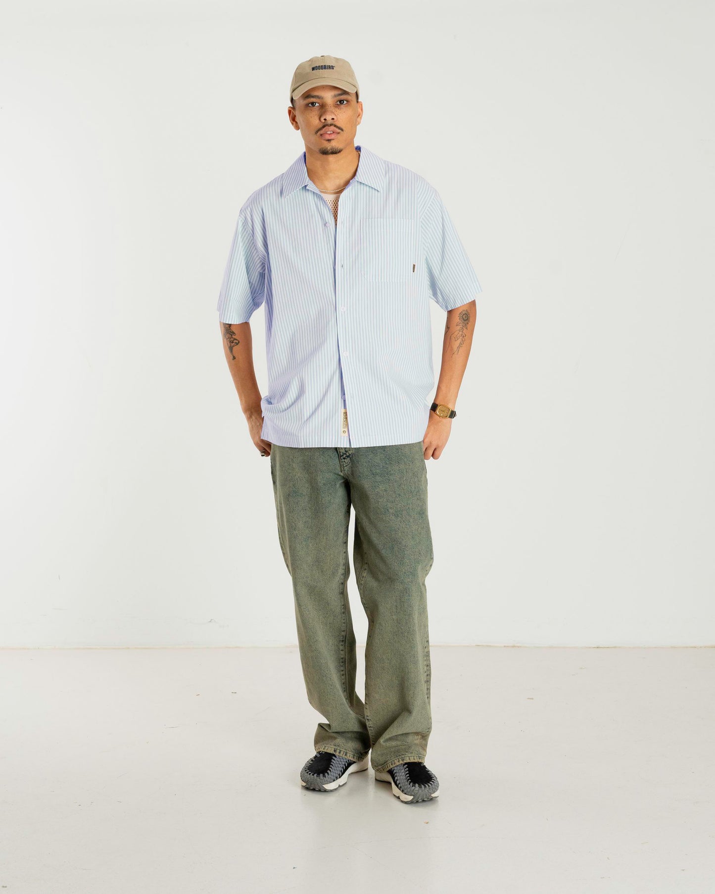 Woodbird WBBanks Stripe Shirt Shirts White-Lt. blue