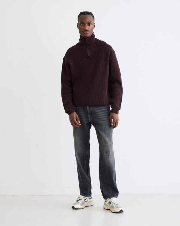 Woodbird WBLass Wool Half-Zip Knits Brown