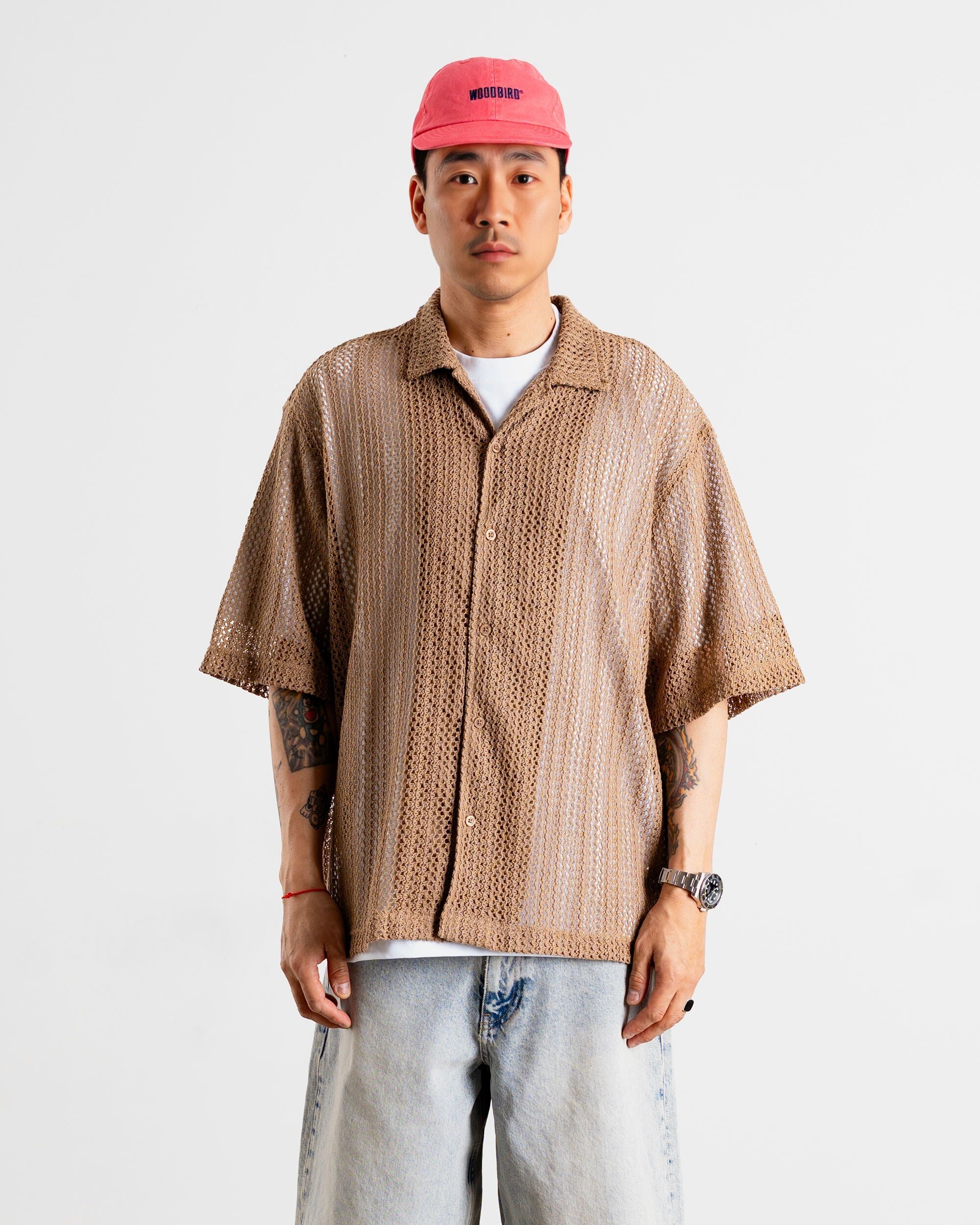 Woodbird WBWang Lace Shirt Shirts Taupe Brown
