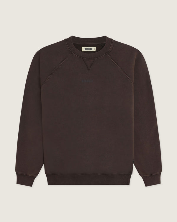 Woodbird WBZhang Washed Logo Crew Sweats Brown