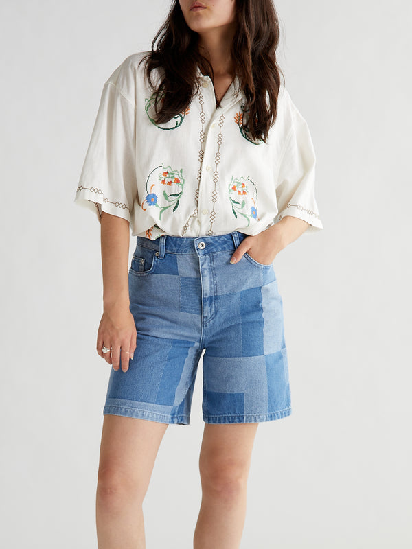 Woodbird Female Maggie Patchwork Shorts Shorts Blue