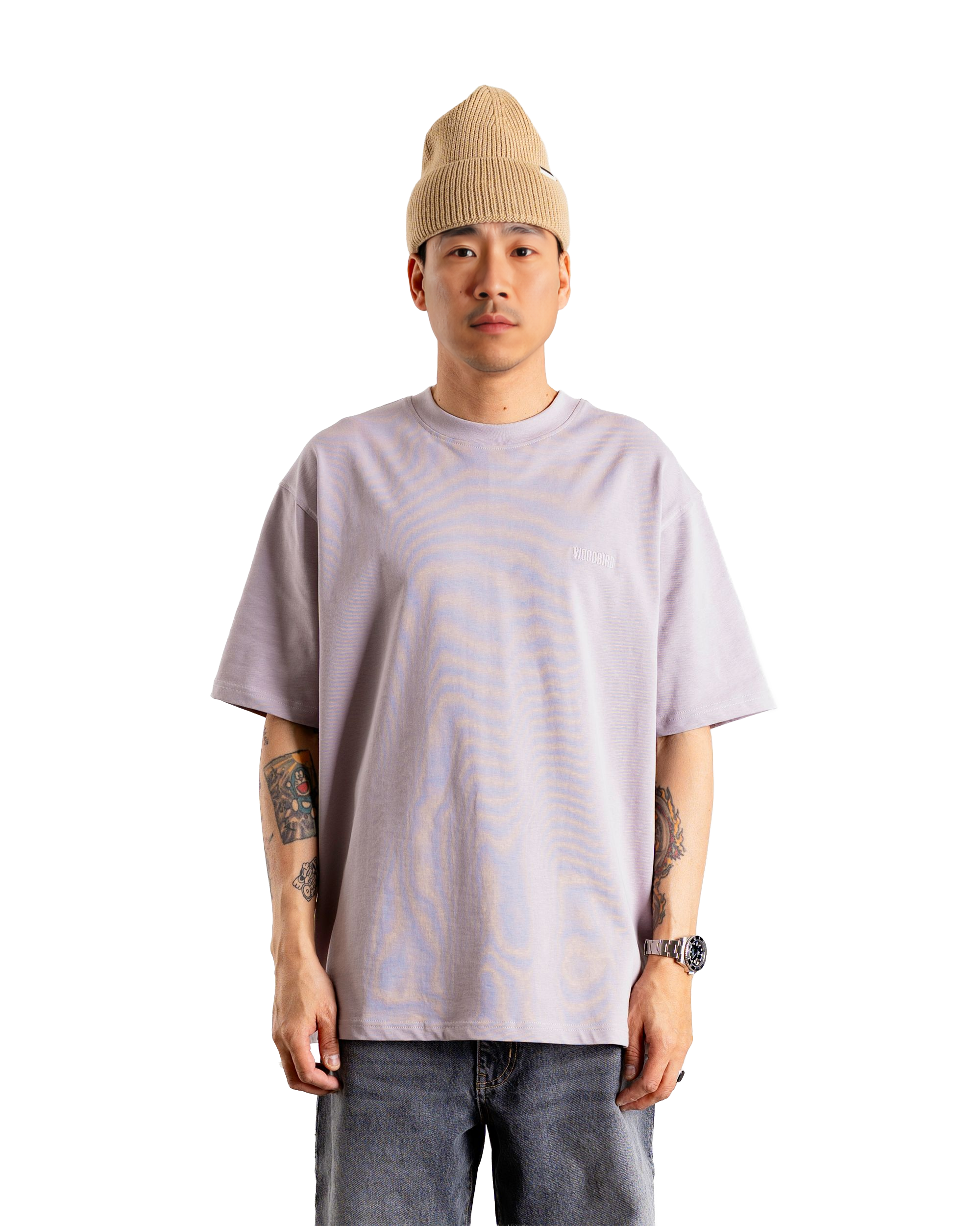 Woodbird WBBaine Base tee T-Shirts Grey-Purple
