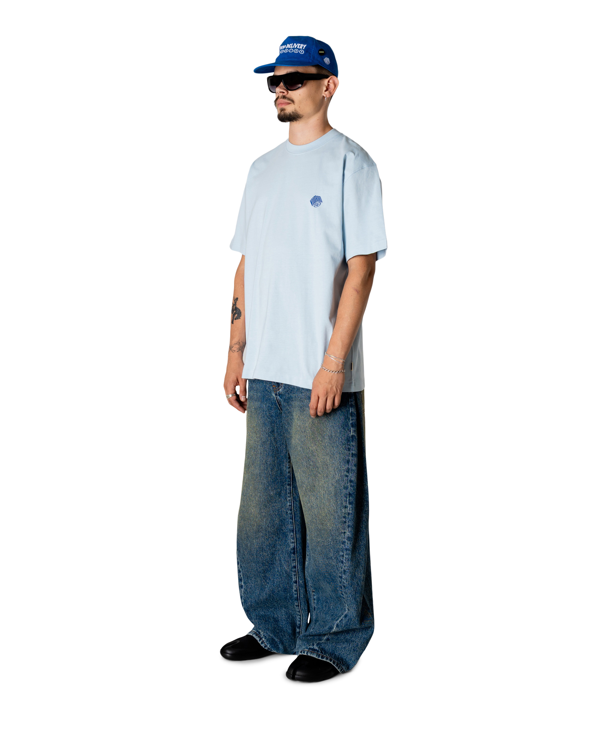 Woodbird WBBaine Carp Tee T-Shirts Dusty Blue