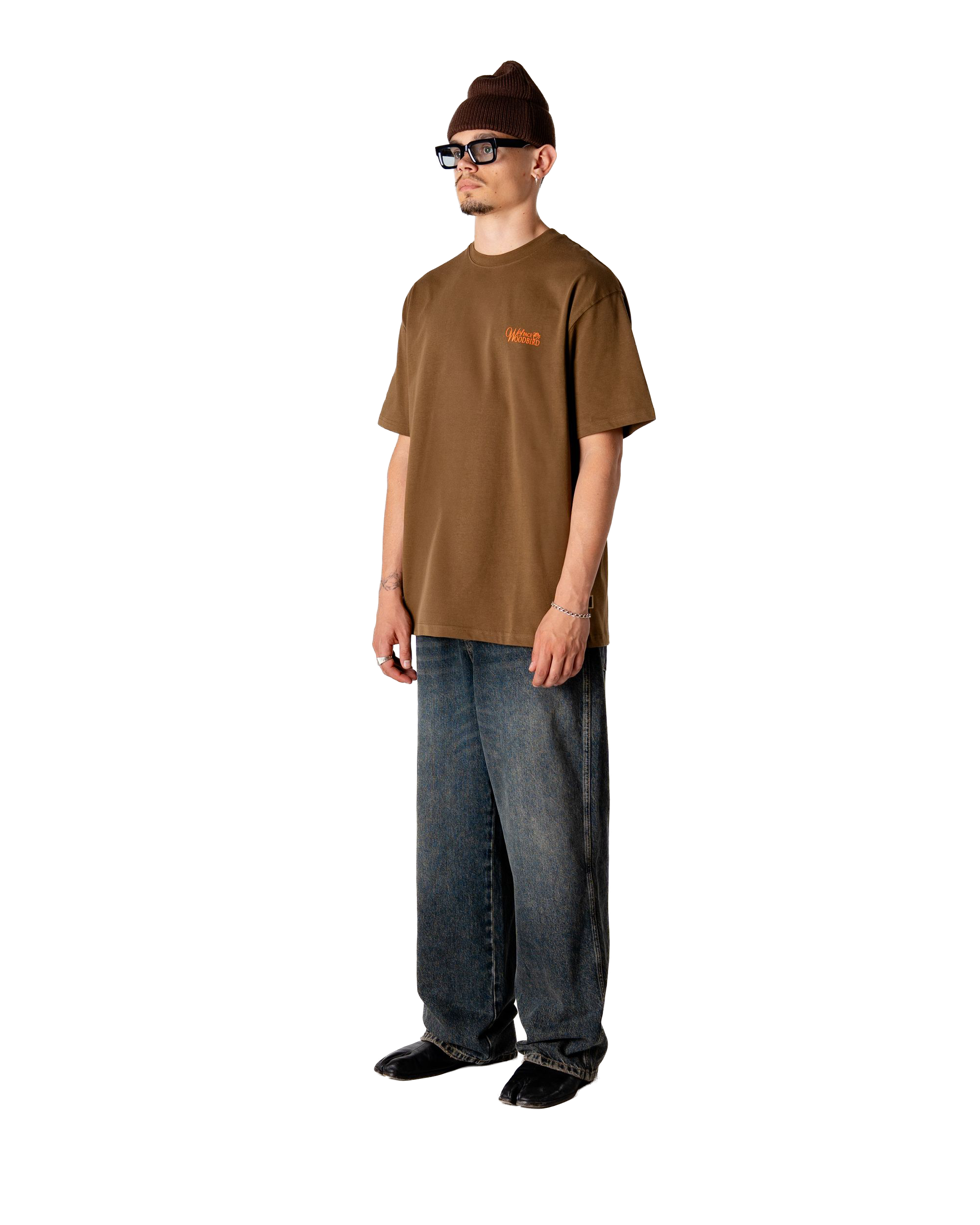 Woodbird WBBaine Flower Tee T-Shirts Dark Brown