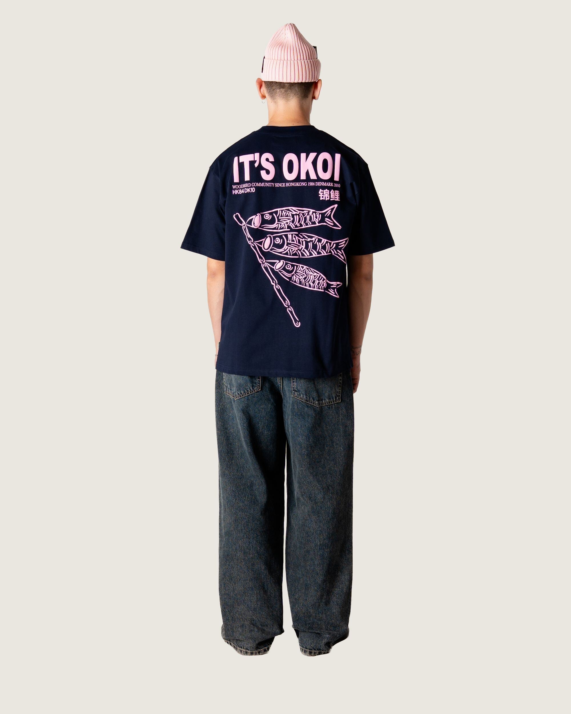 Woodbird WBBaine Koi Tee T-Shirts Dark Navy