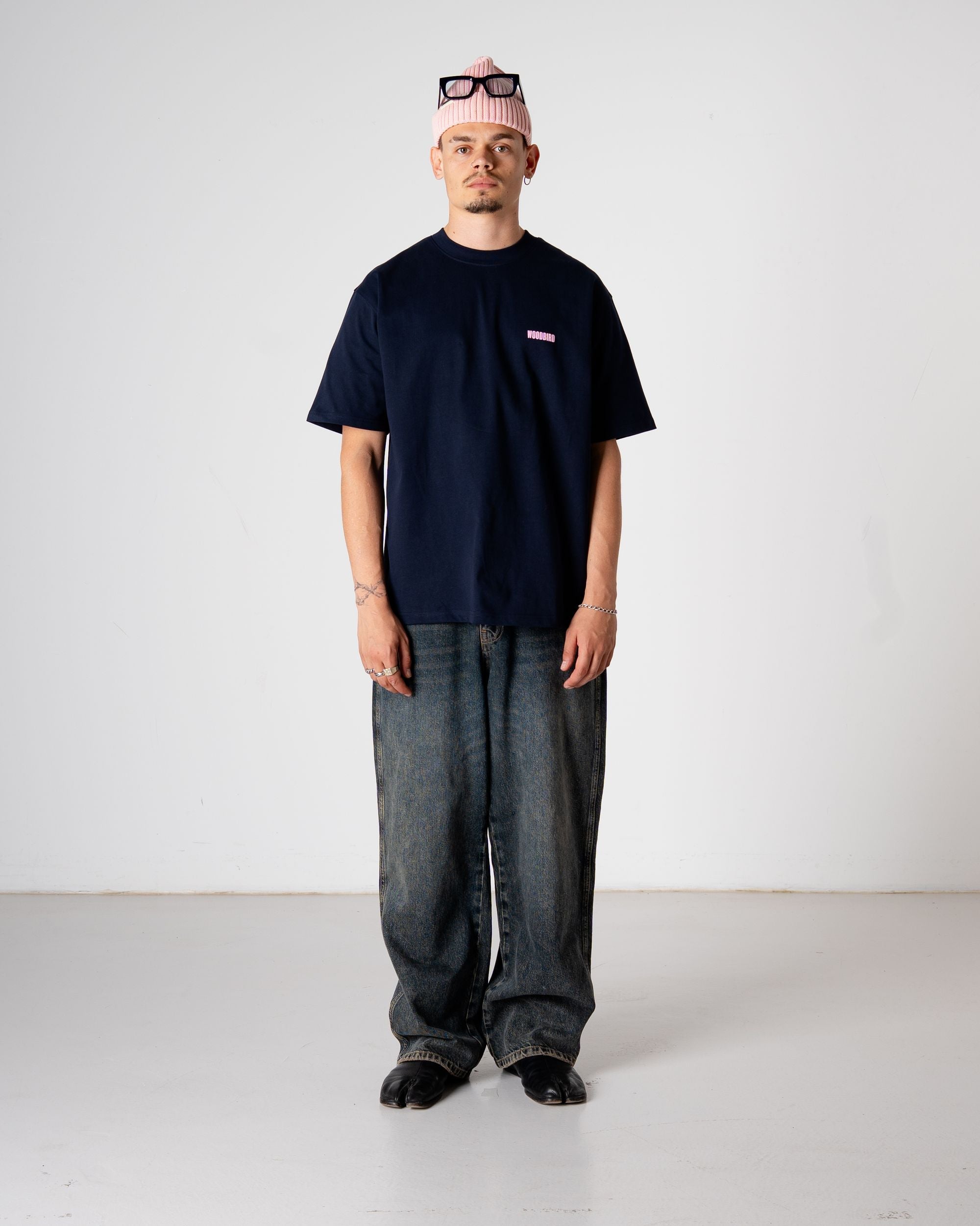 Woodbird WBBaine Koi Tee T-Shirts Dark Navy