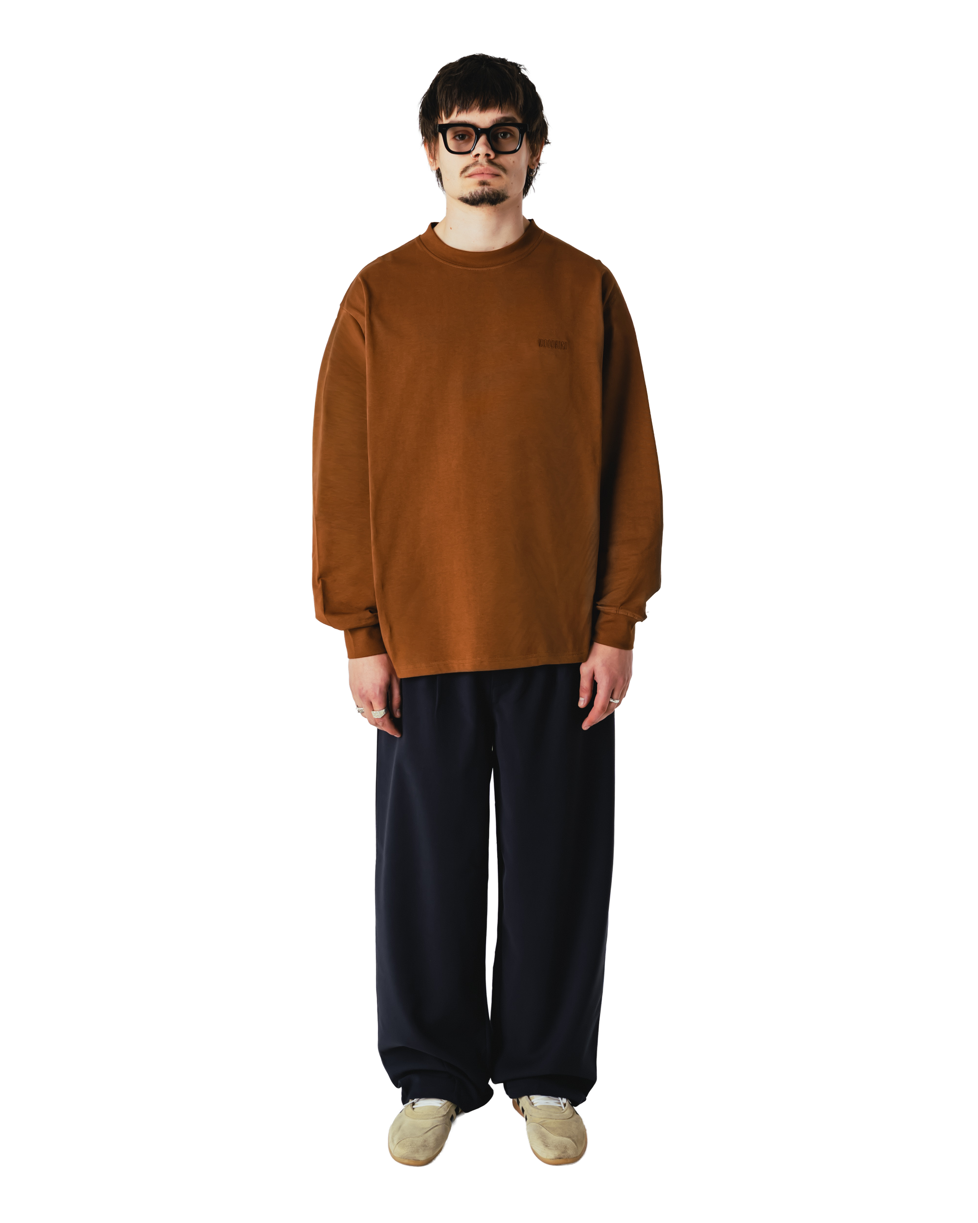 Woodbird WBBaine LS Tee T-Shirts Mid Brown
