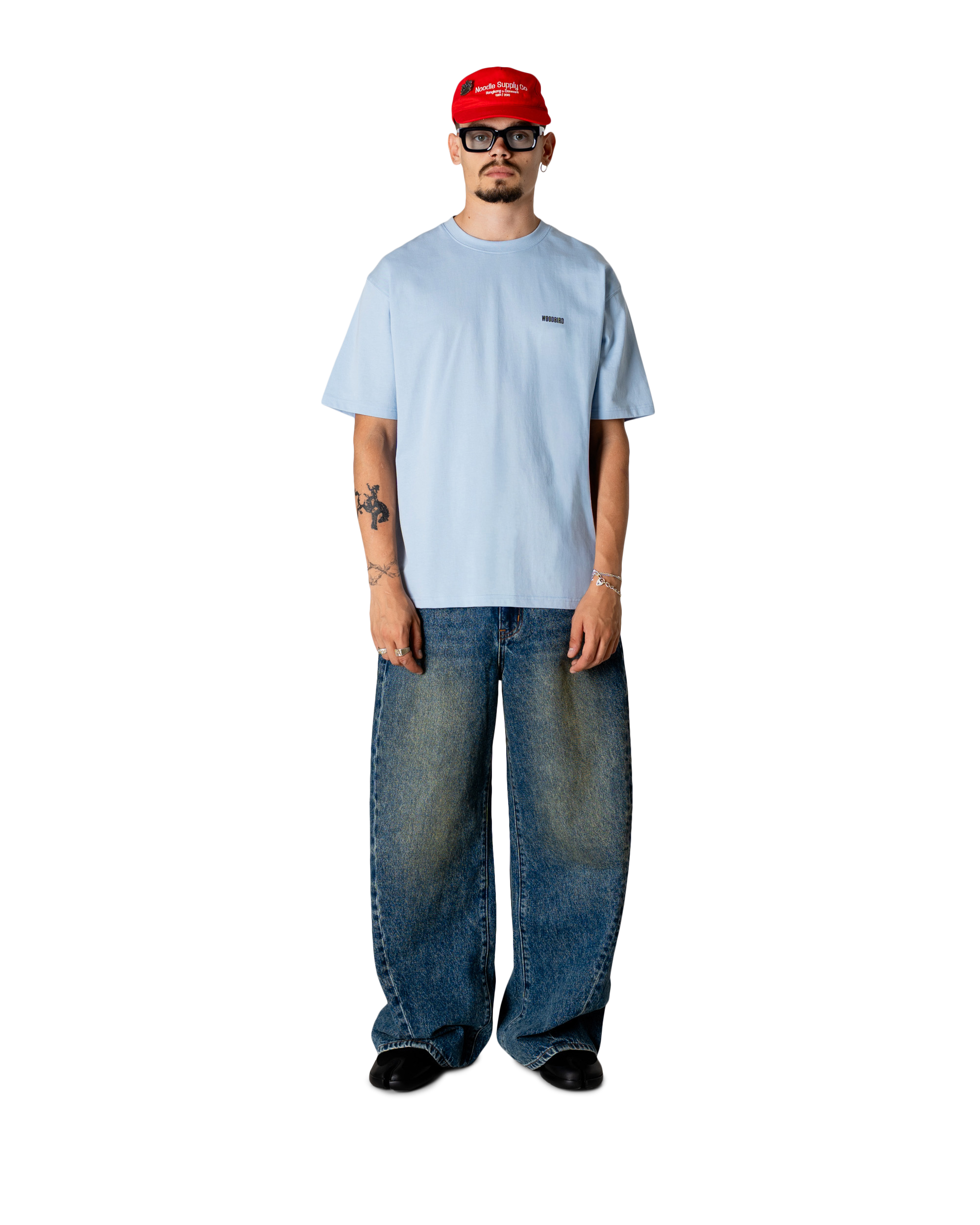 Woodbird WBBaine Octo Tee T-Shirts Dusty Blue