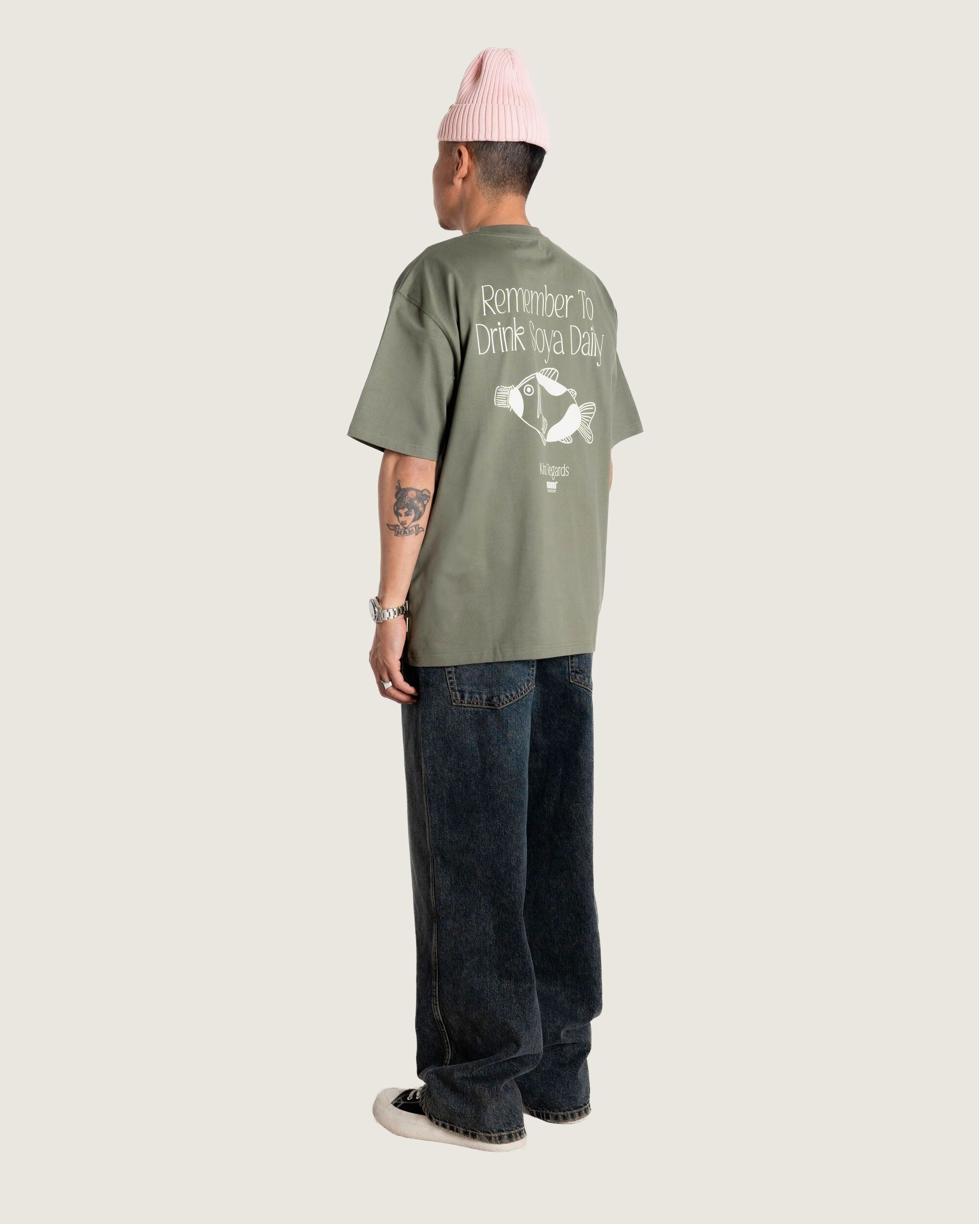 Woodbird WBBaine Soya Tee T-Shirts Grey-Green