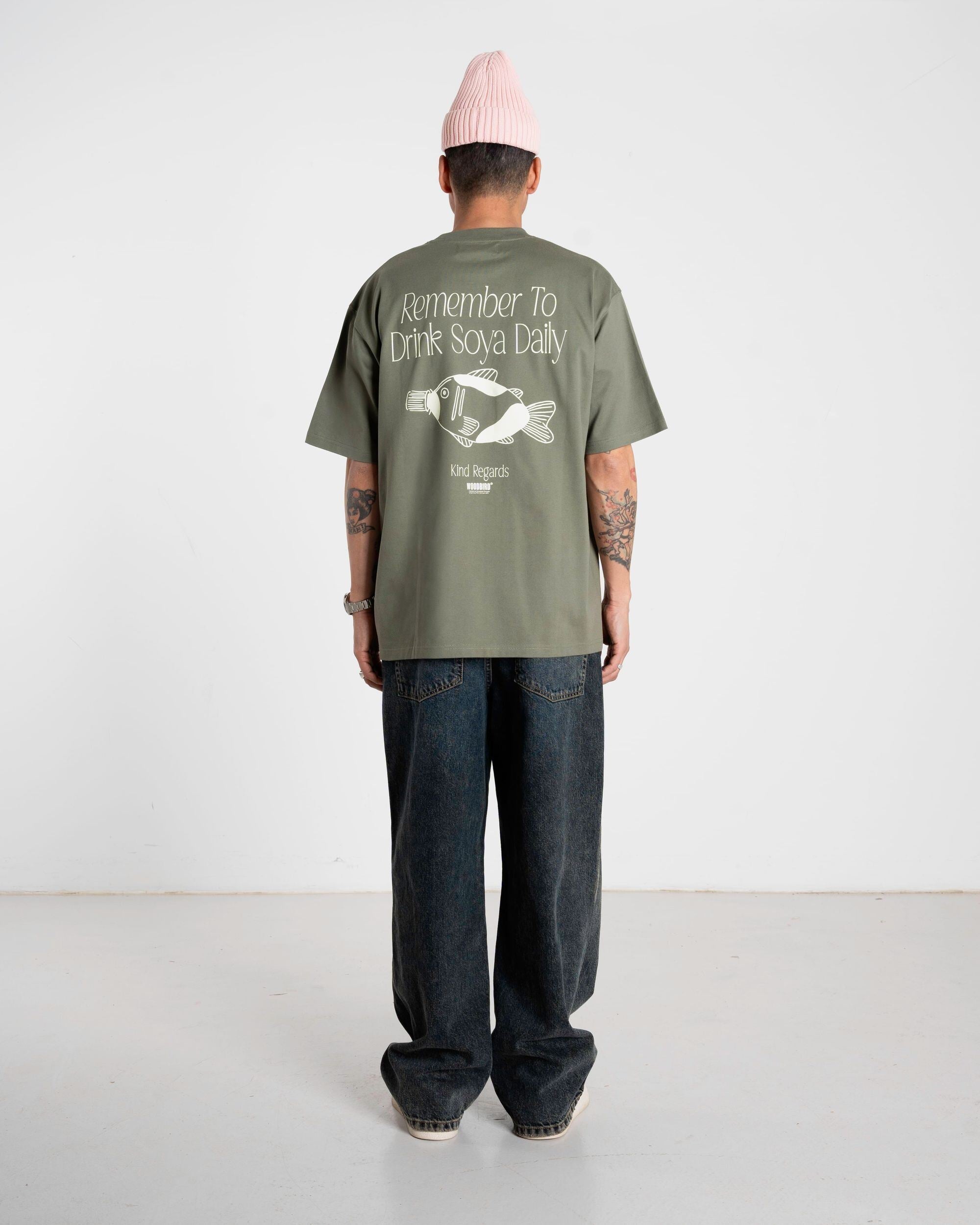 Woodbird WBBaine Soya Tee T-Shirts Grey-Green