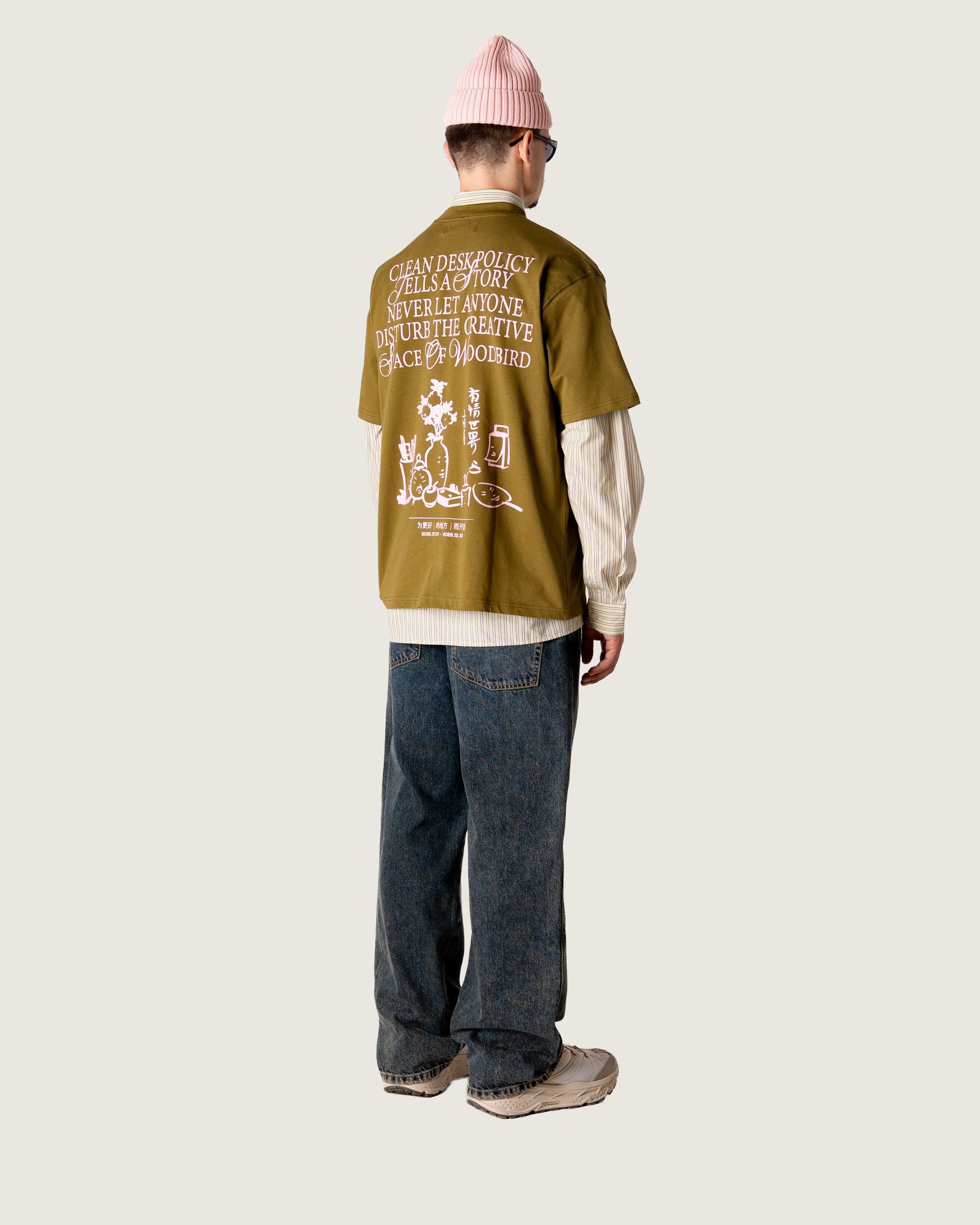 Woodbird WBBaine Space Tee T-Shirts Dark Green