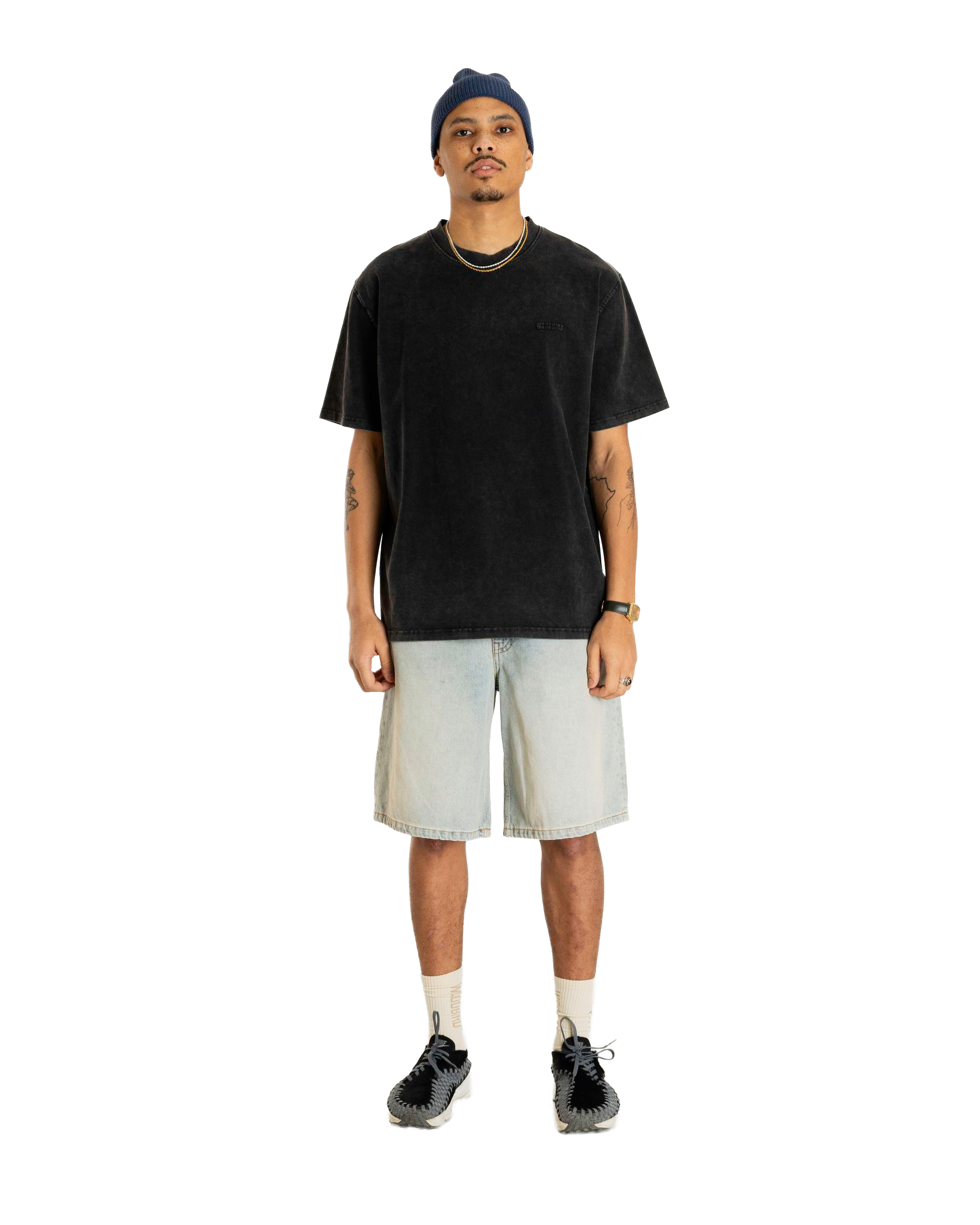 Woodbird WBBaine Washed Tee T-Shirts Black