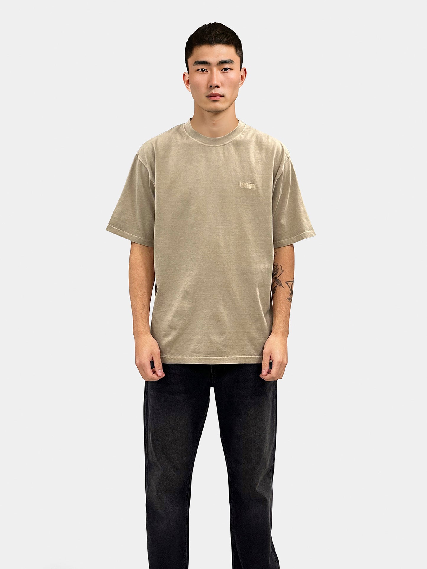 Woodbird WBBaine Washed Tee T-Shirts Dark Beige