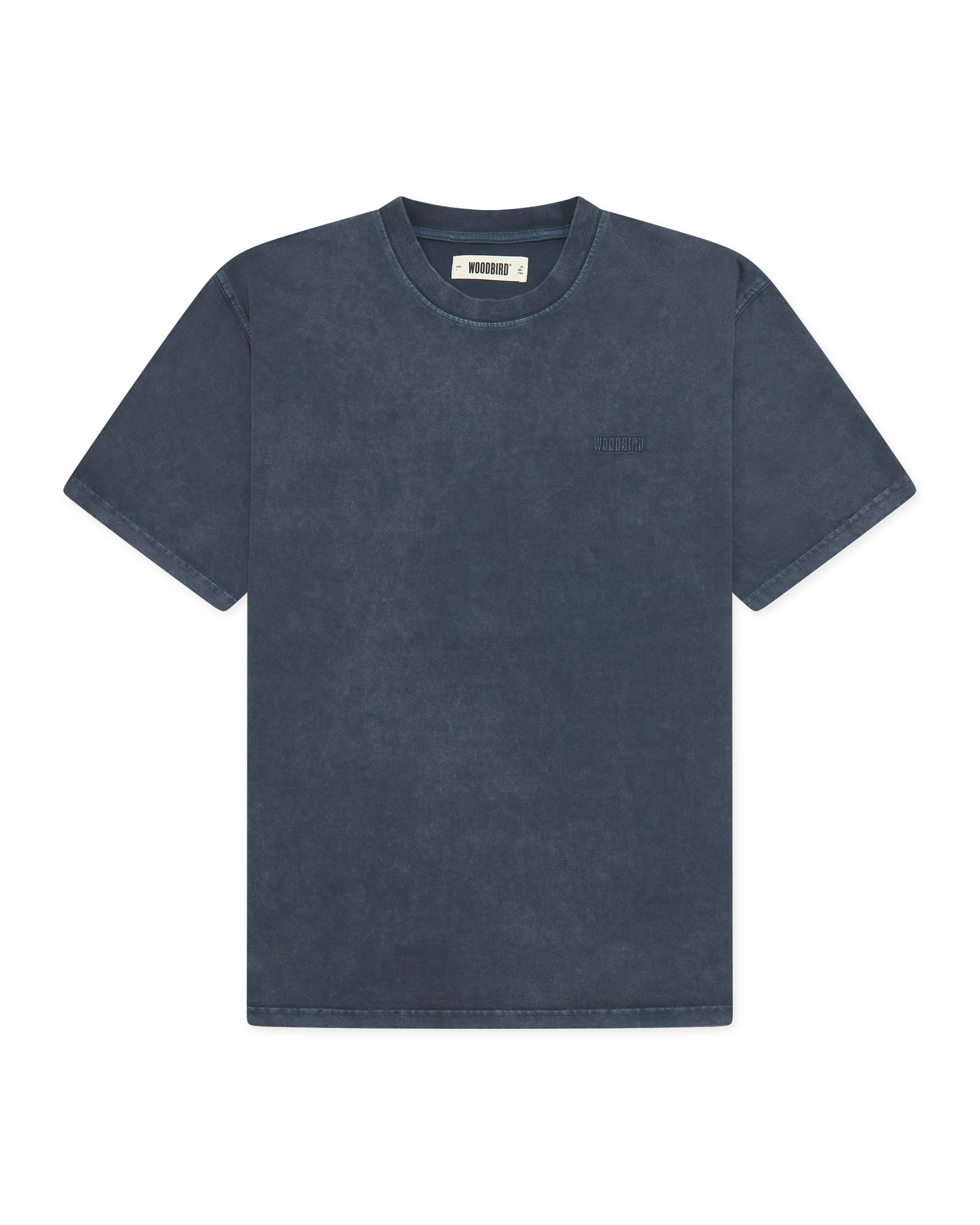 Woodbird WBBaine Washed Tee T-Shirts Dusty Blue