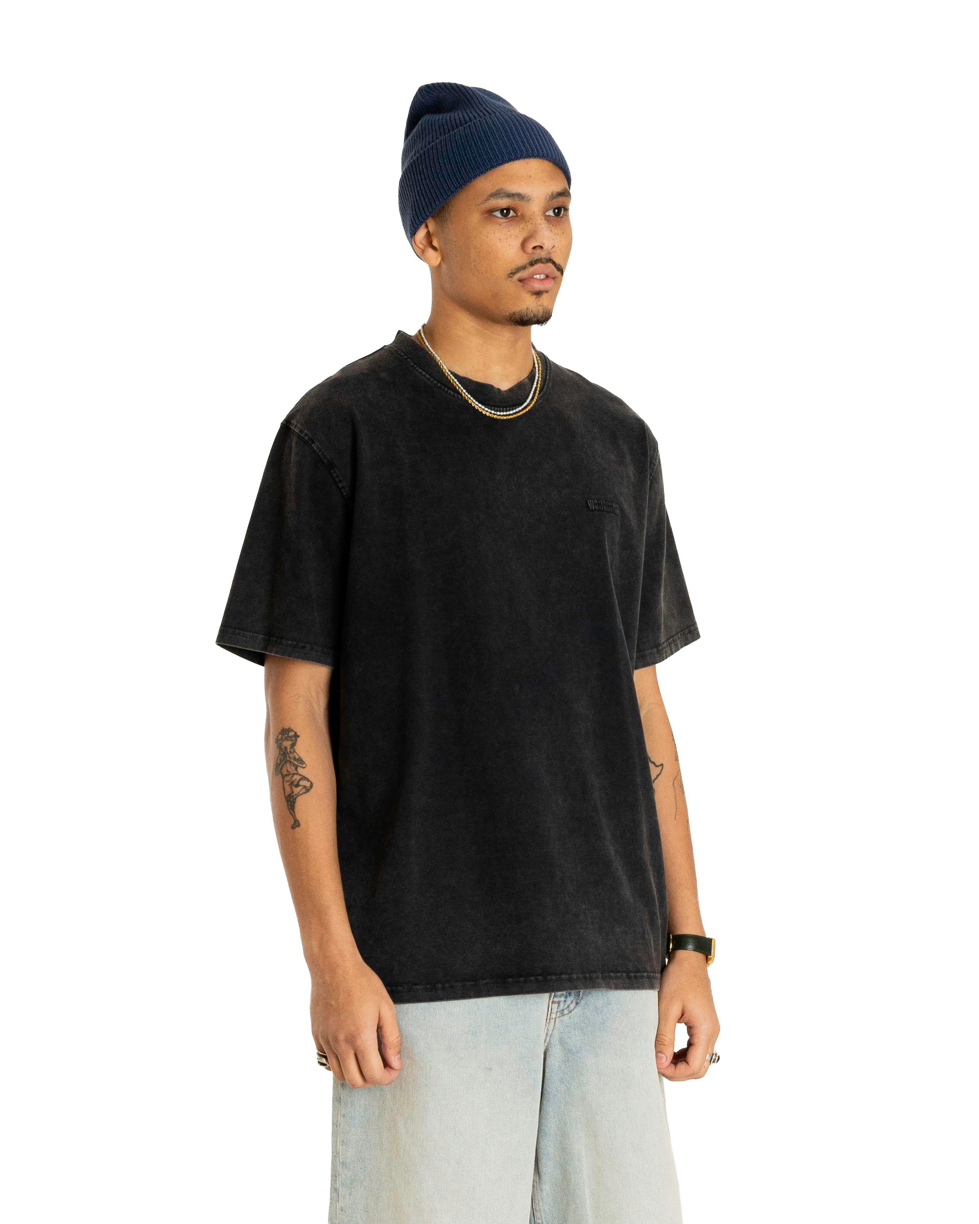 Woodbird WBBaine Washed Tee T-Shirts Washed Black