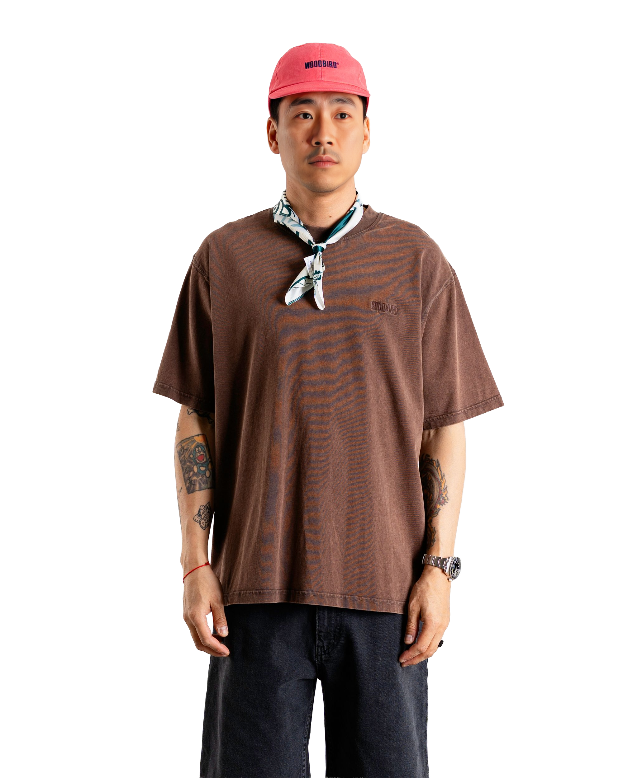 Woodbird WBBaine Washed Tee T-Shirts Washed Brown