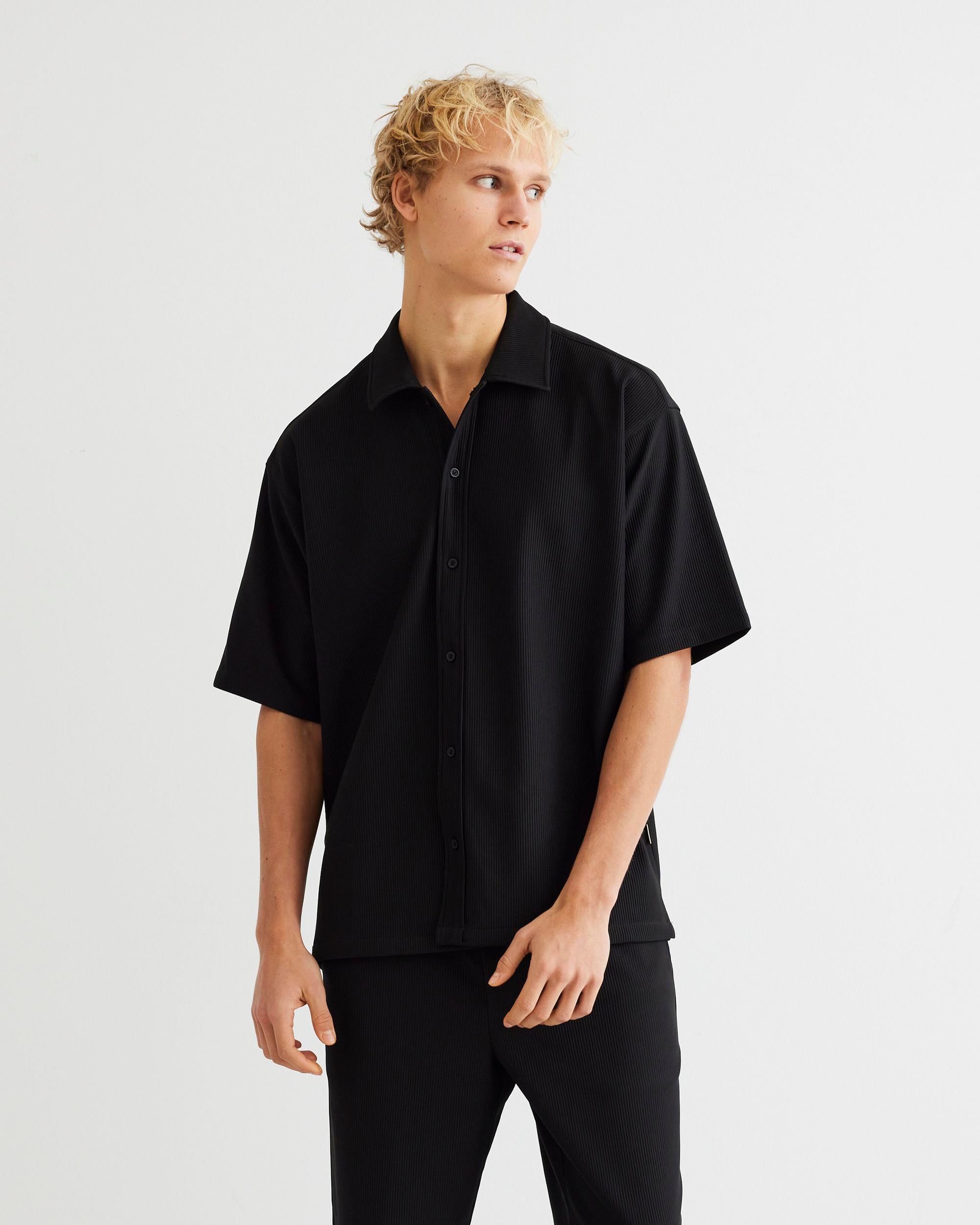 Woodbird WBBanks Plisse Shirt Shirts Black
