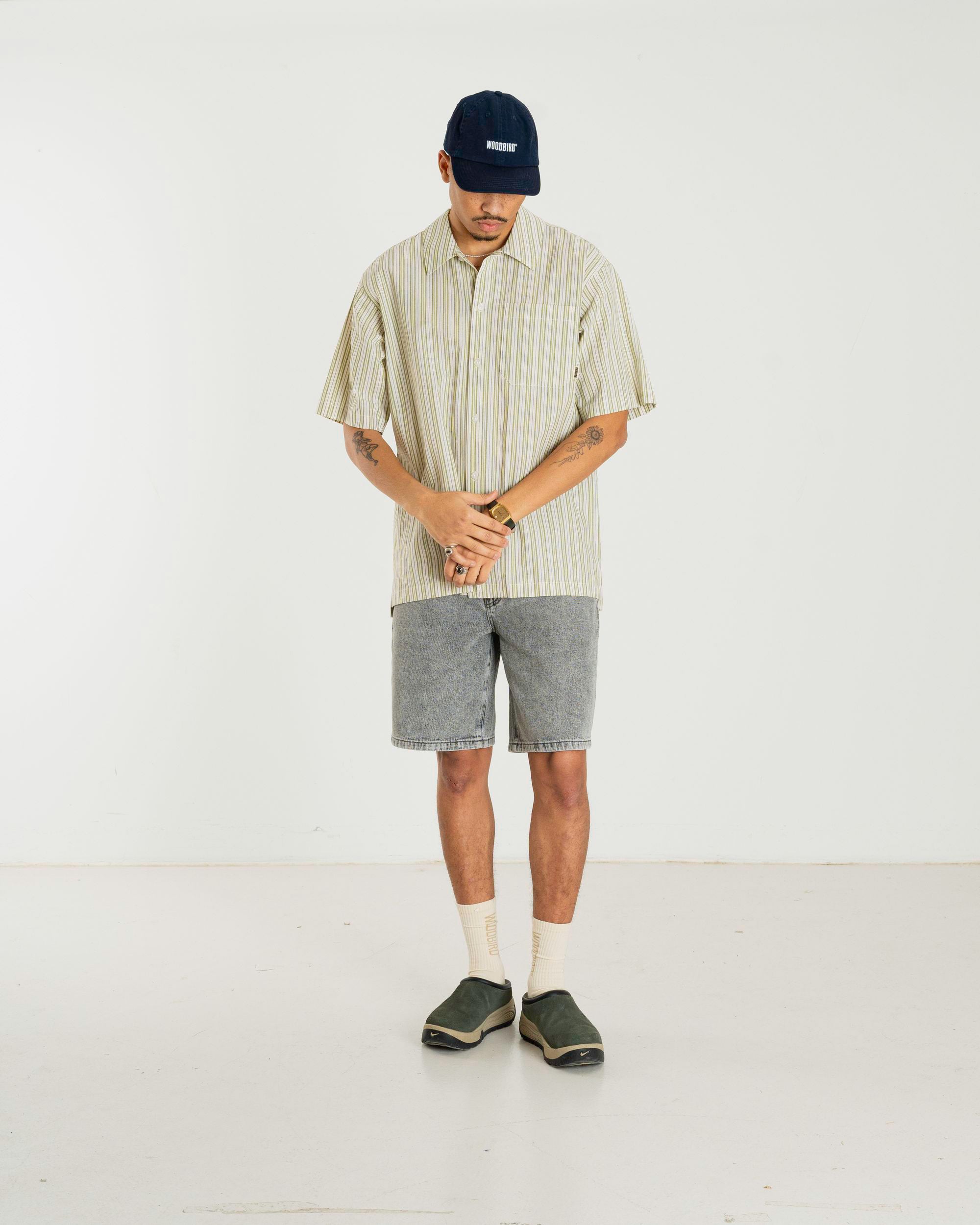 Woodbird WBBanks Stripe Linen Shirt Shirts Light Sand