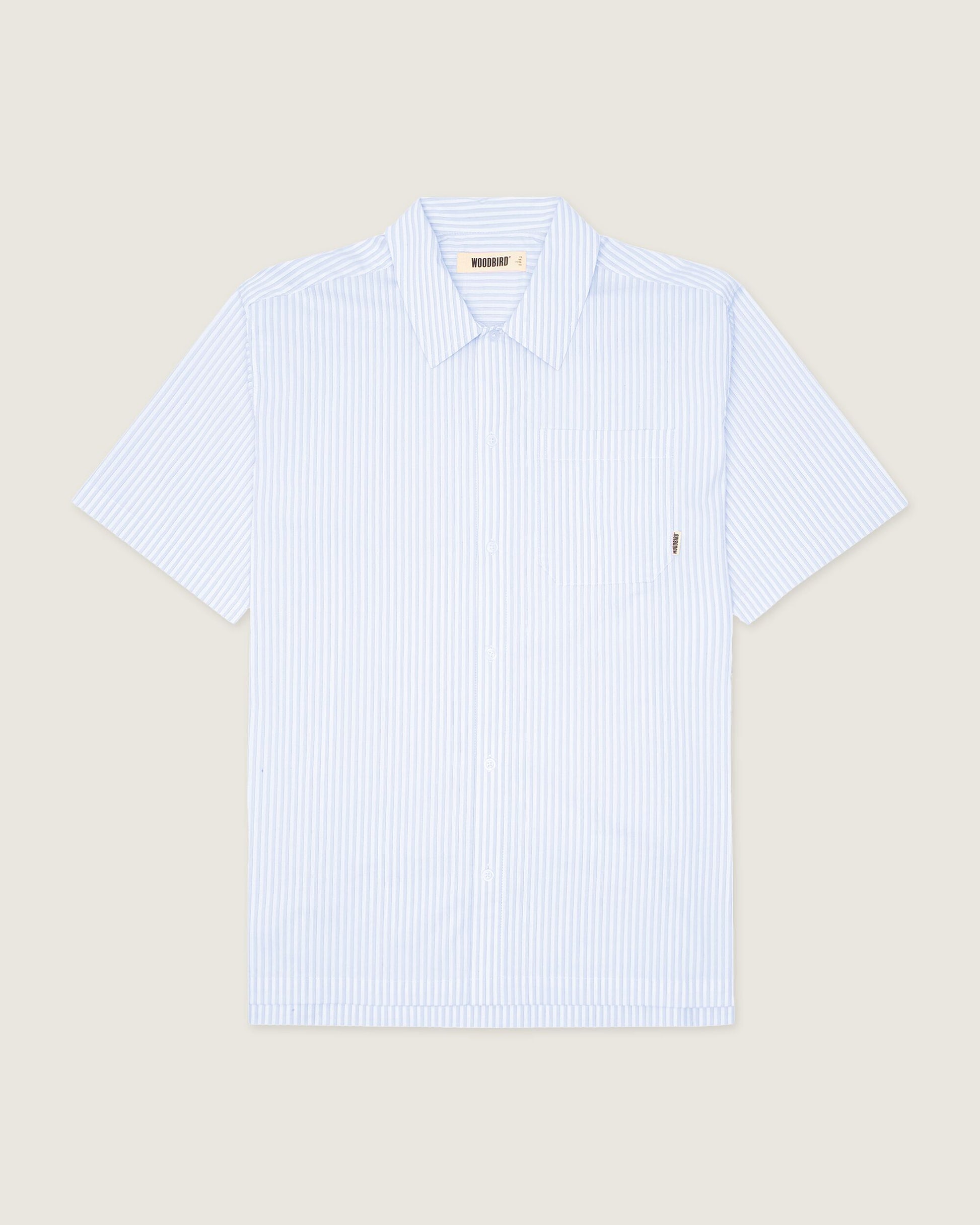 Woodbird WBBanks Stripe Shirt Shirts White-Lt. blue