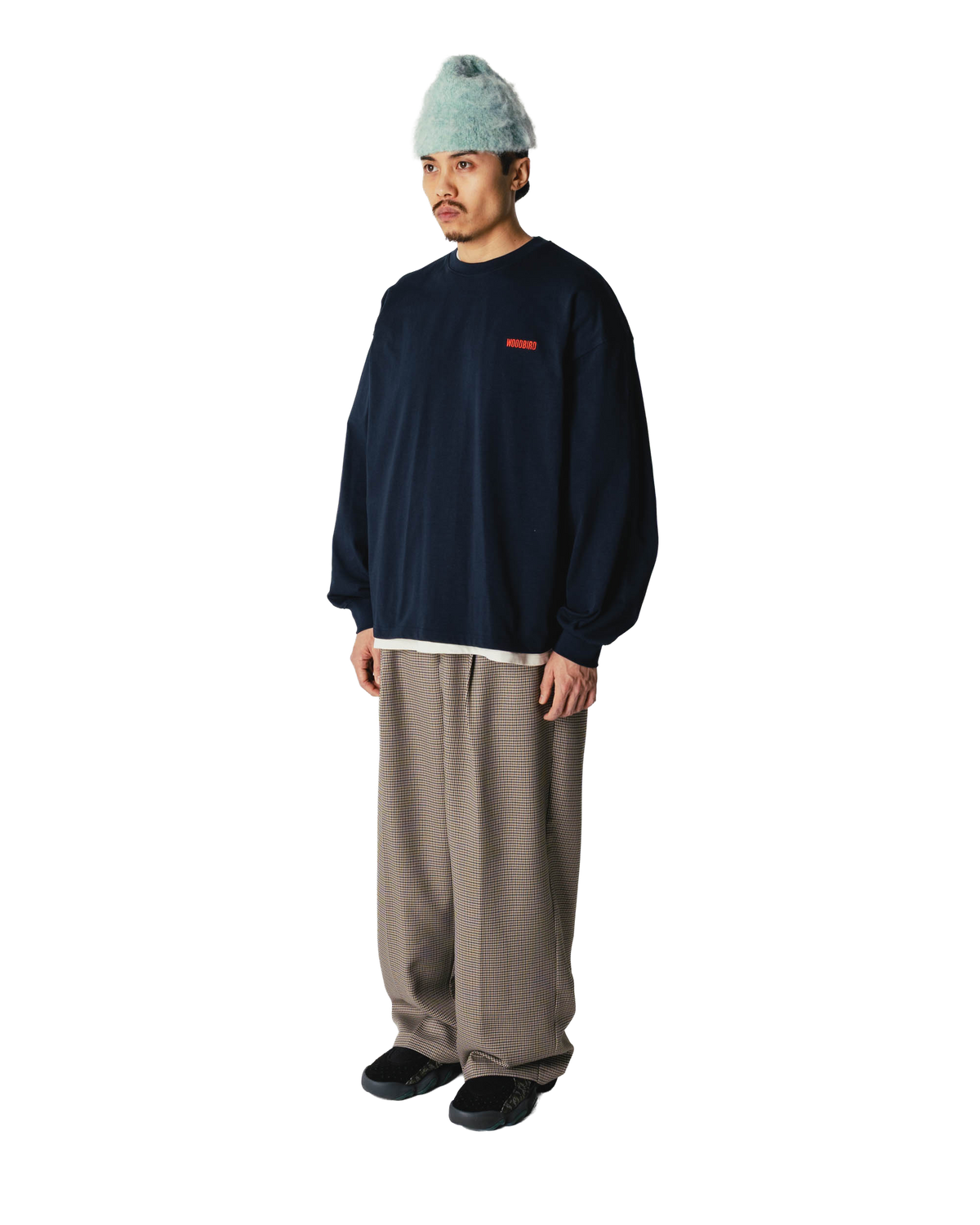 Woodbird WBBeam LS Retro Tee T-Shirts Dark Navy