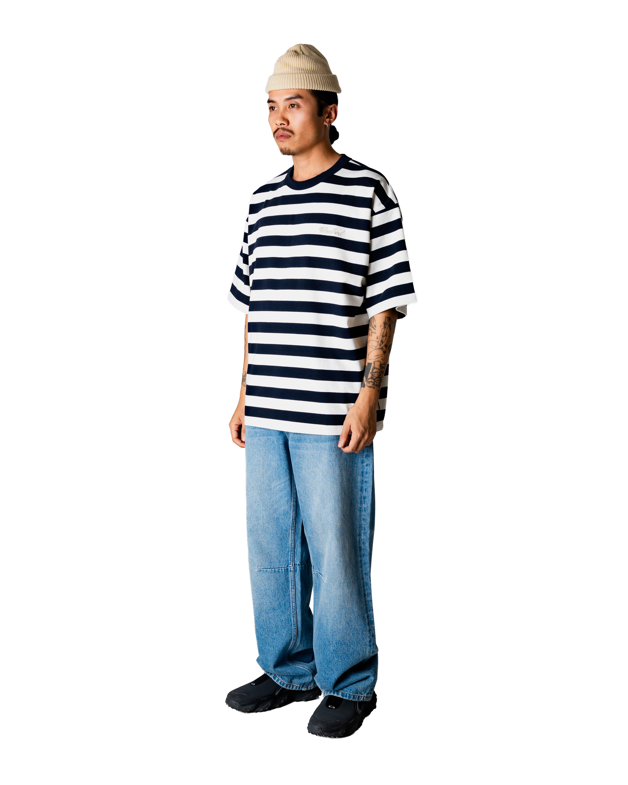 Woodbird WBBeam Stripe Tee T-Shirts Dark Navy