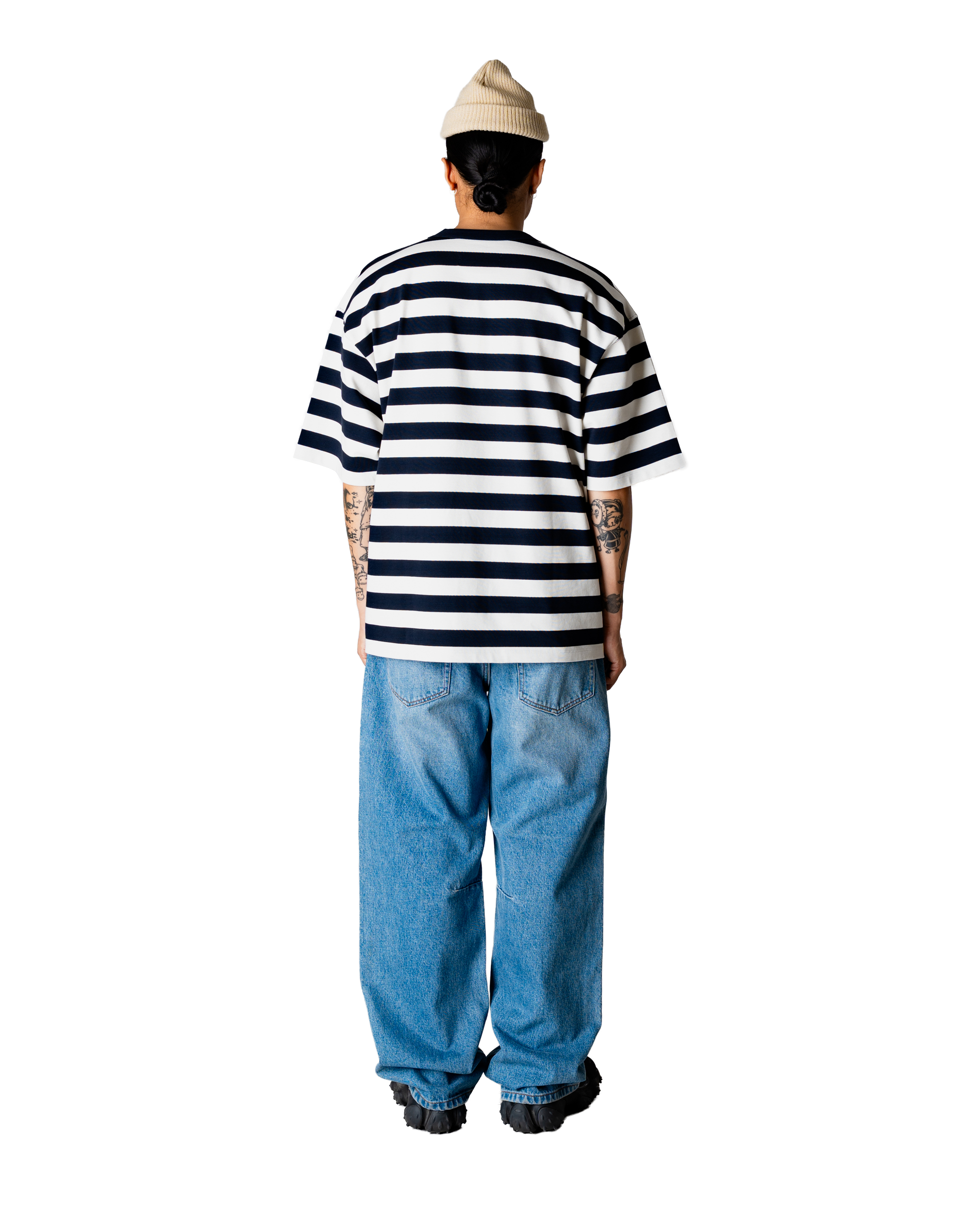 Woodbird WBBeam Stripe Tee T-Shirts Dark Navy