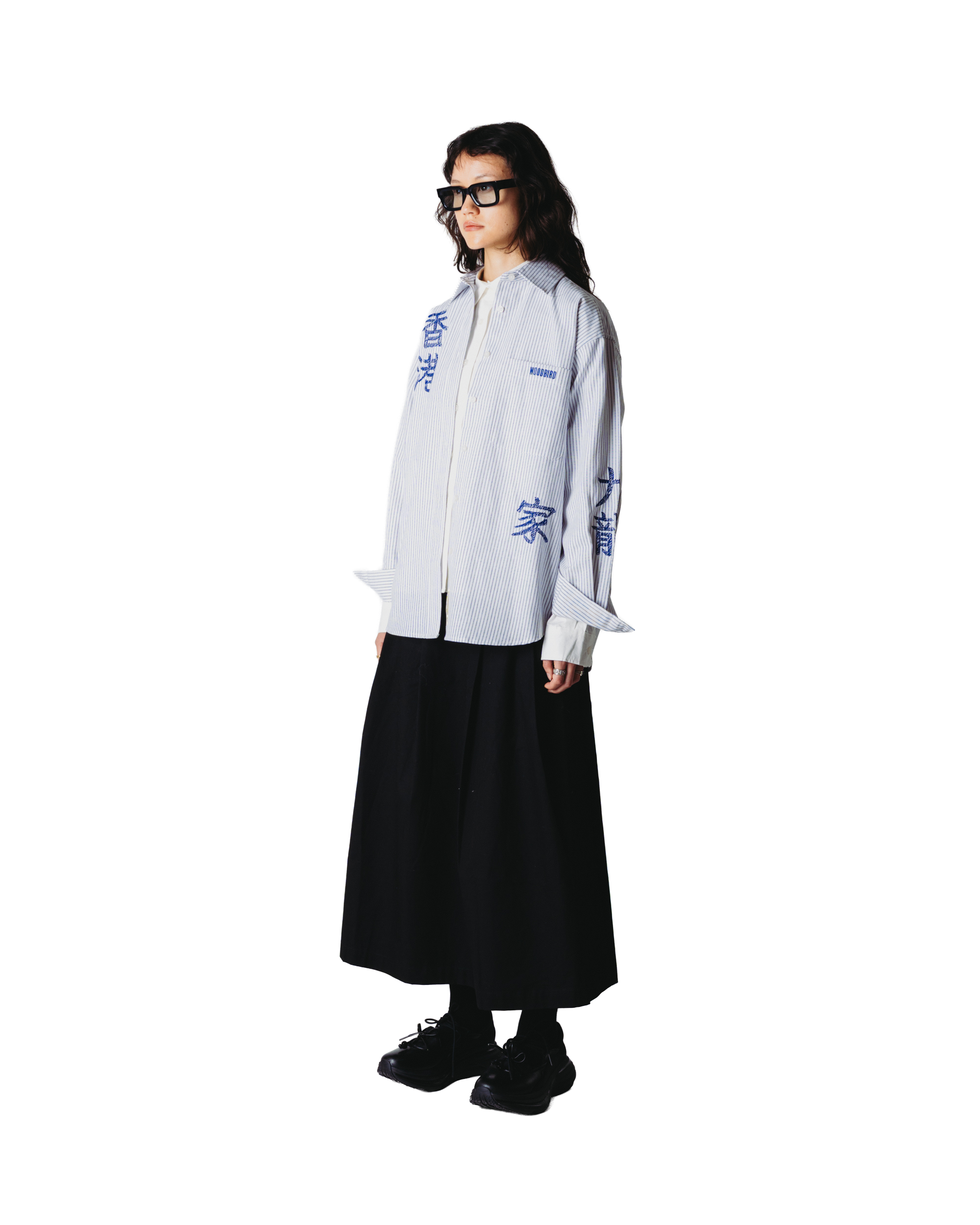 Woodbird Female WBBecca Ox Writing Shirt Shirts Navy-White