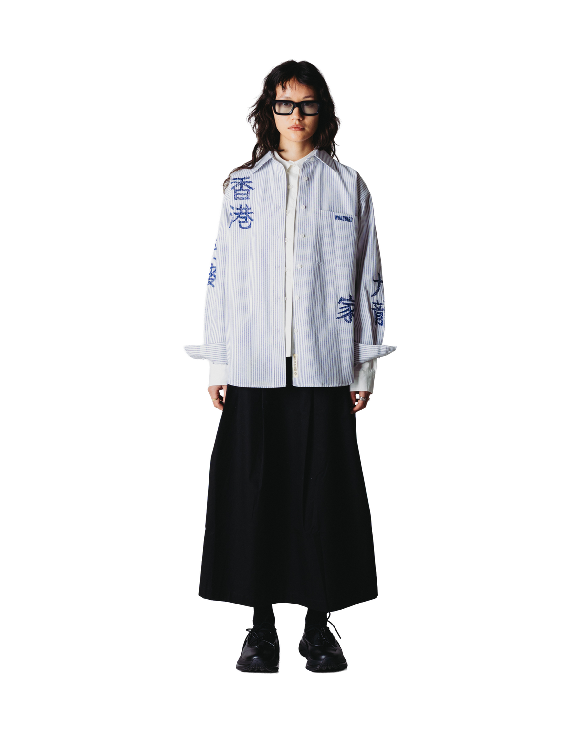 Woodbird Female WBBecca Ox Writing Shirt Shirts Navy-White