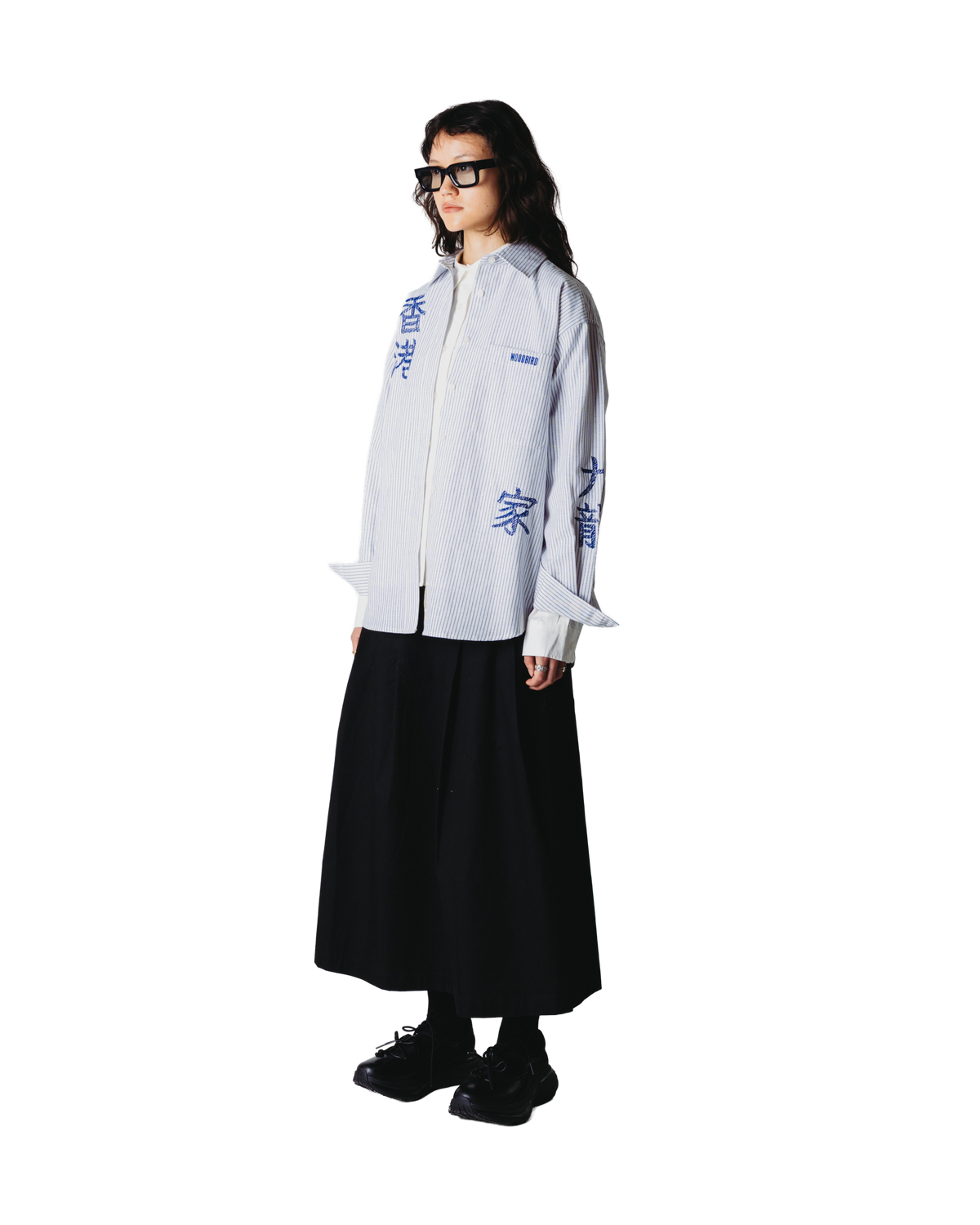 Woodbird Female WBBecca Ox Writing Shirt Shirts Navy-White