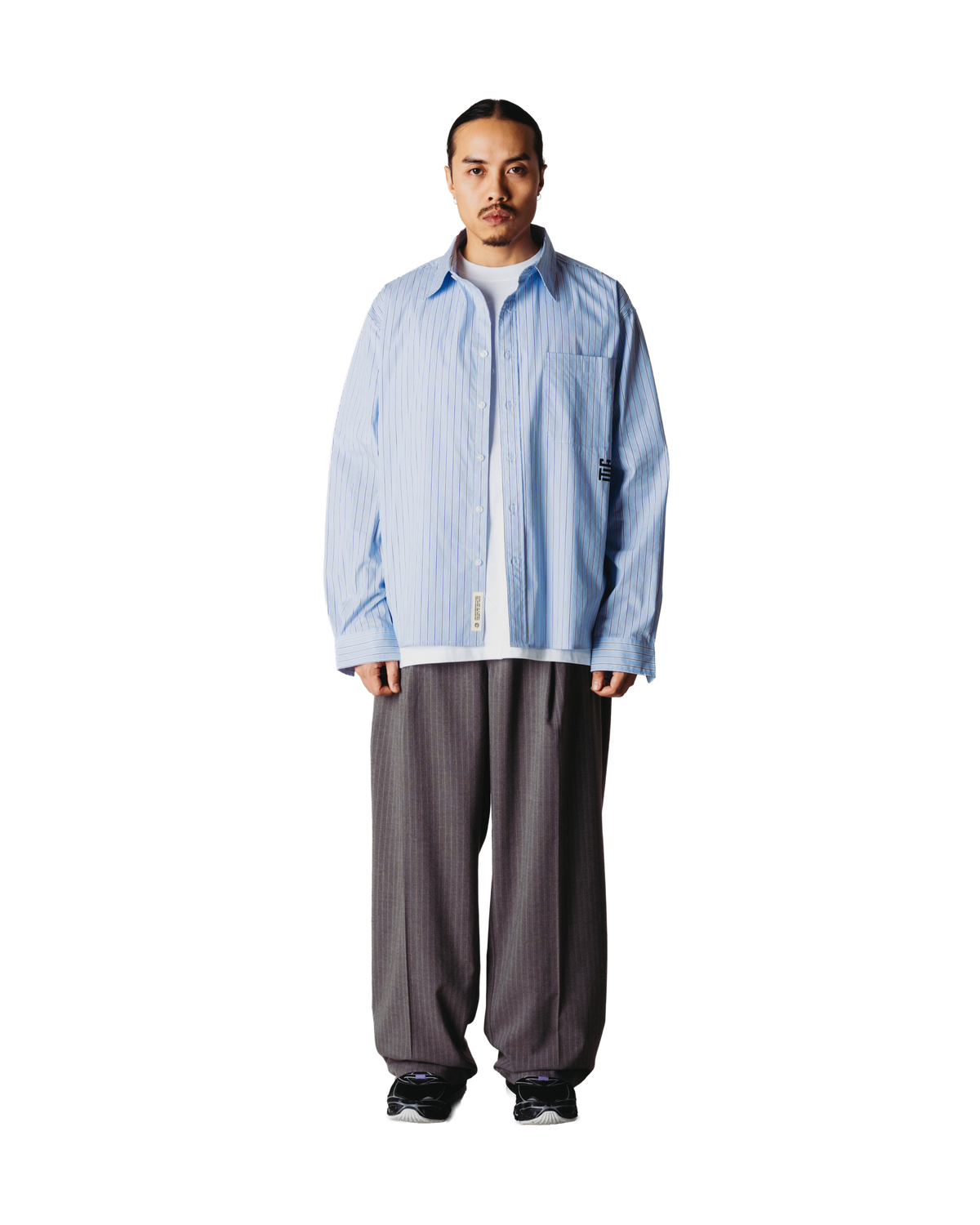 Woodbird WBBin HB Stripe Pants Pants Dark Grey
