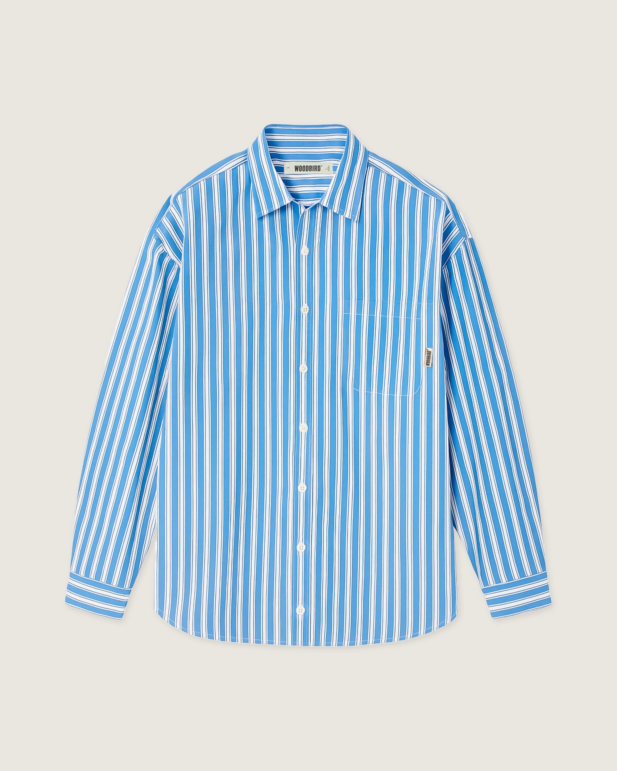 Woodbird WBBuzo Classic Shirt Shirts Blue Stripe