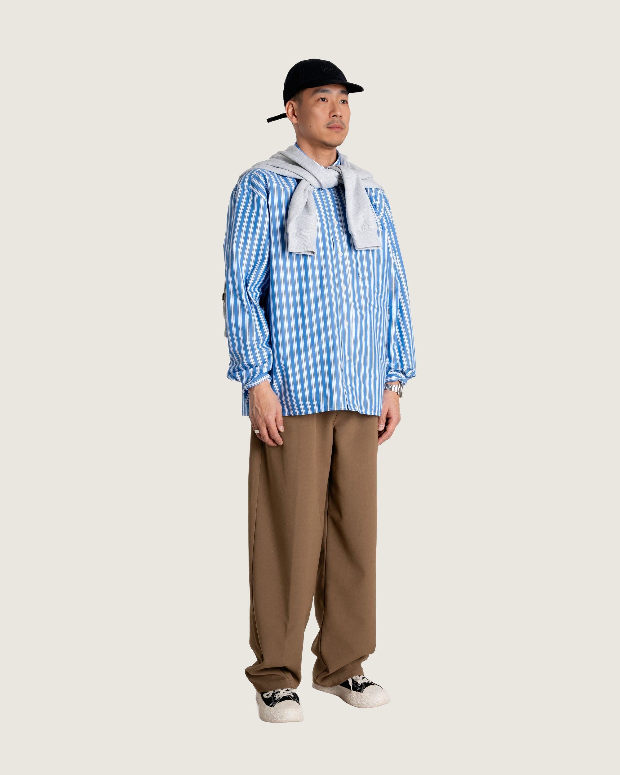 Woodbird WBBuzo Classic Shirt Shirts Blue Stripe