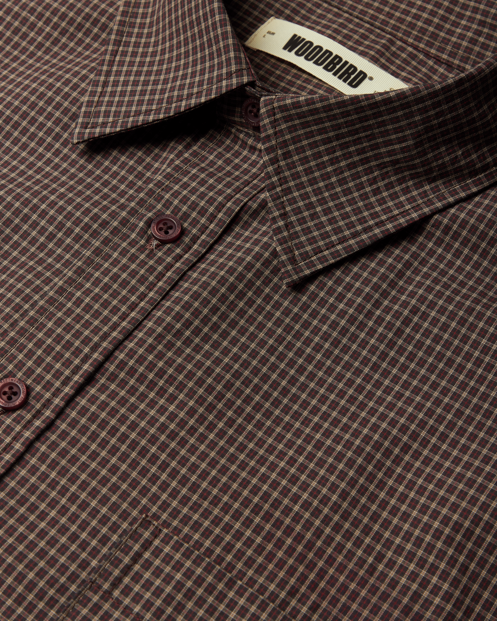 Woodbird WBBuzo Dau Check Shirt Shirts Brown-Red