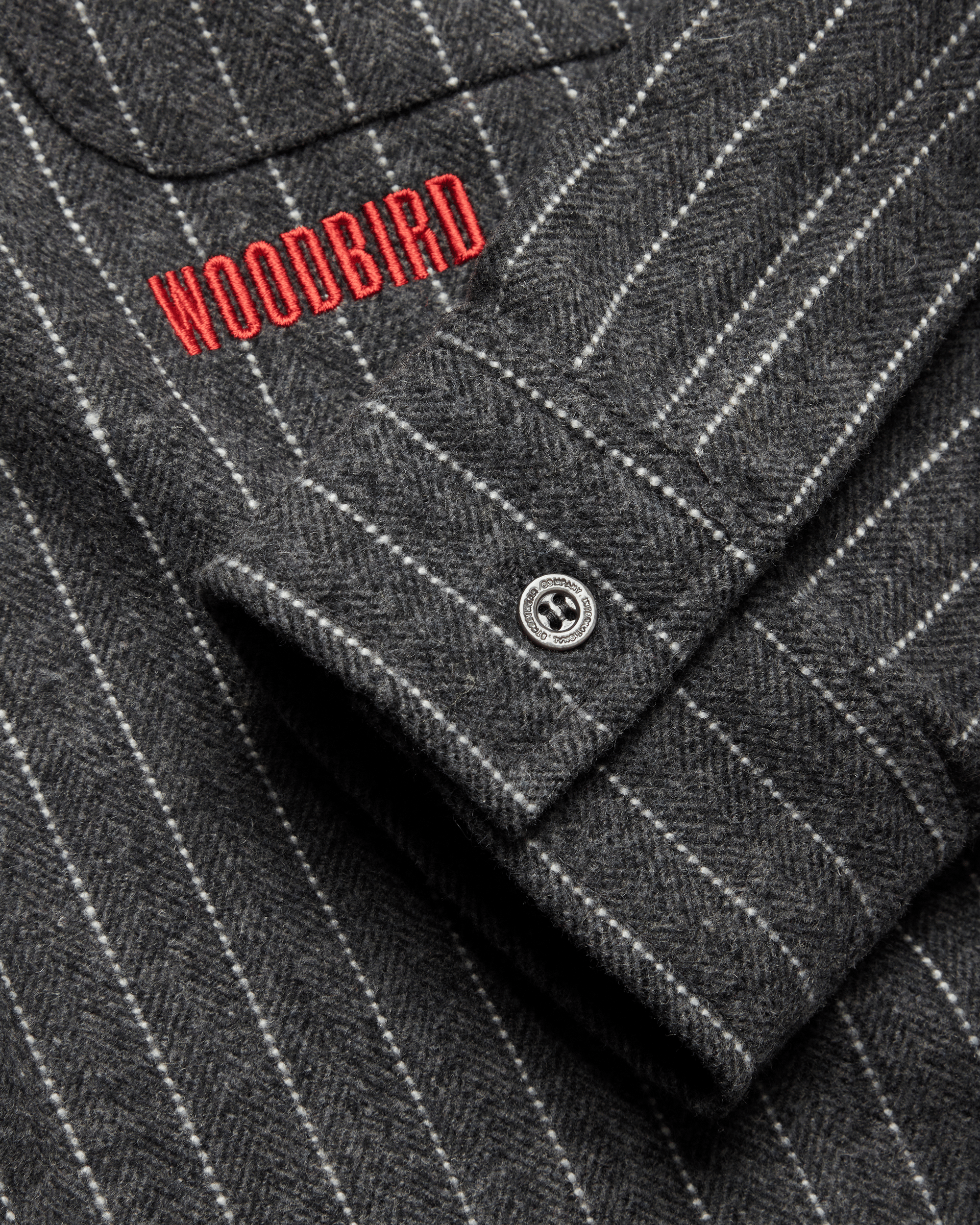 Woodbird WBBuzo Herringbone Shirt Shirts Dark Grey