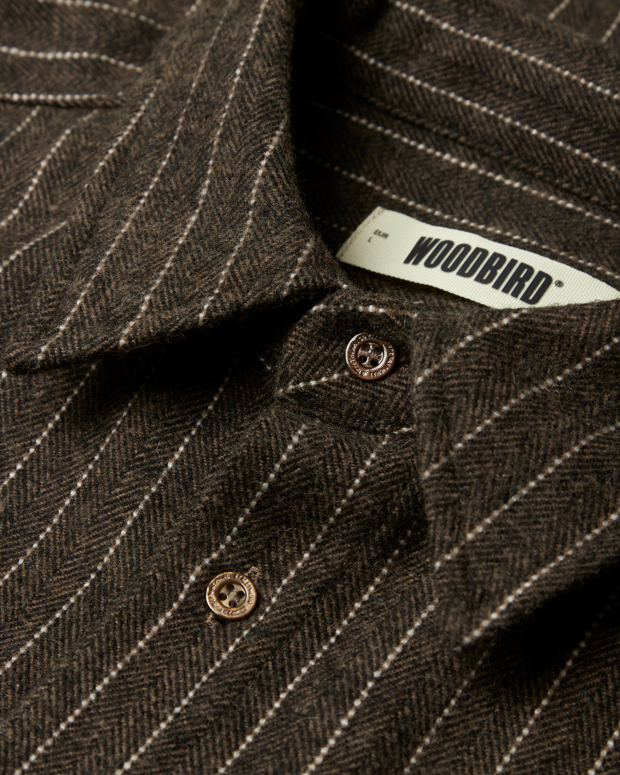 Woodbird WBBuzo Herringbone Shirt Shirts Dark Olive