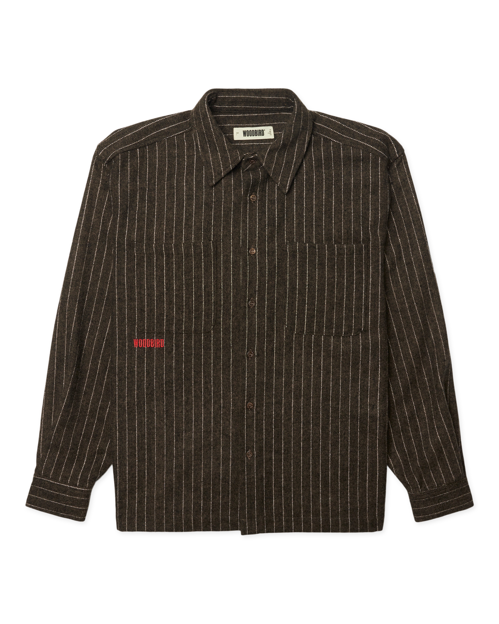 Woodbird WBBuzo Herringbone Shirt Shirts Dark Olive