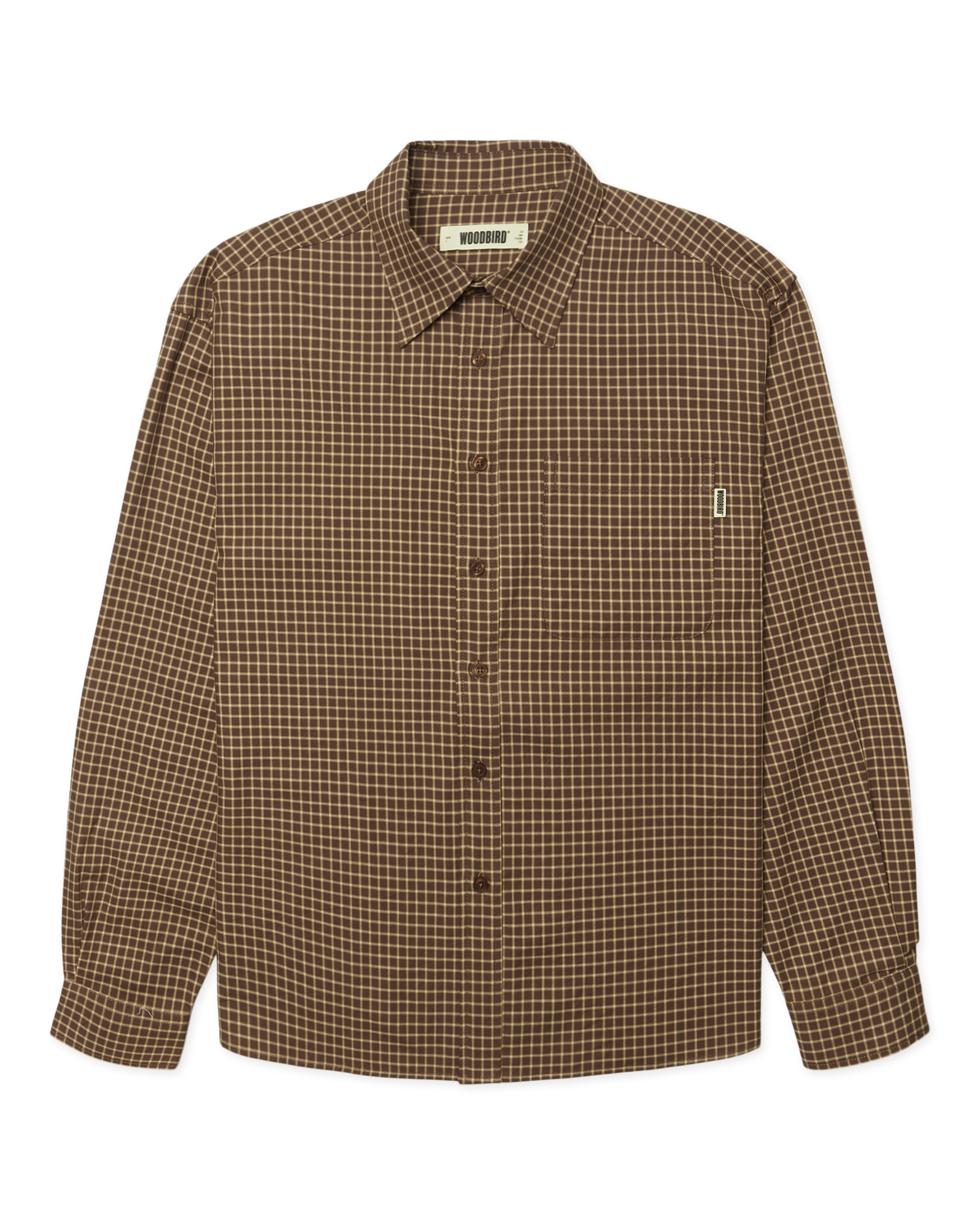 Woodbird WBBuzo Man Check Shirt Shirts Brown-Honey