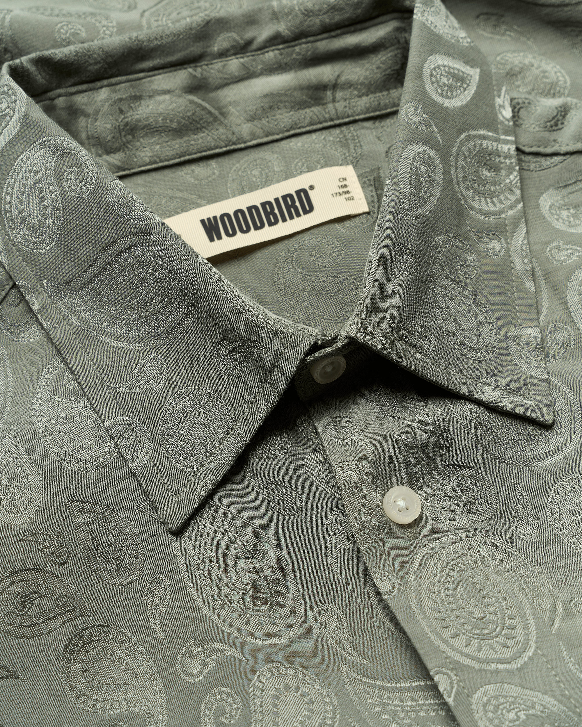 Woodbird WBBuzo Paisley Shirt Shirts Grey-Green
