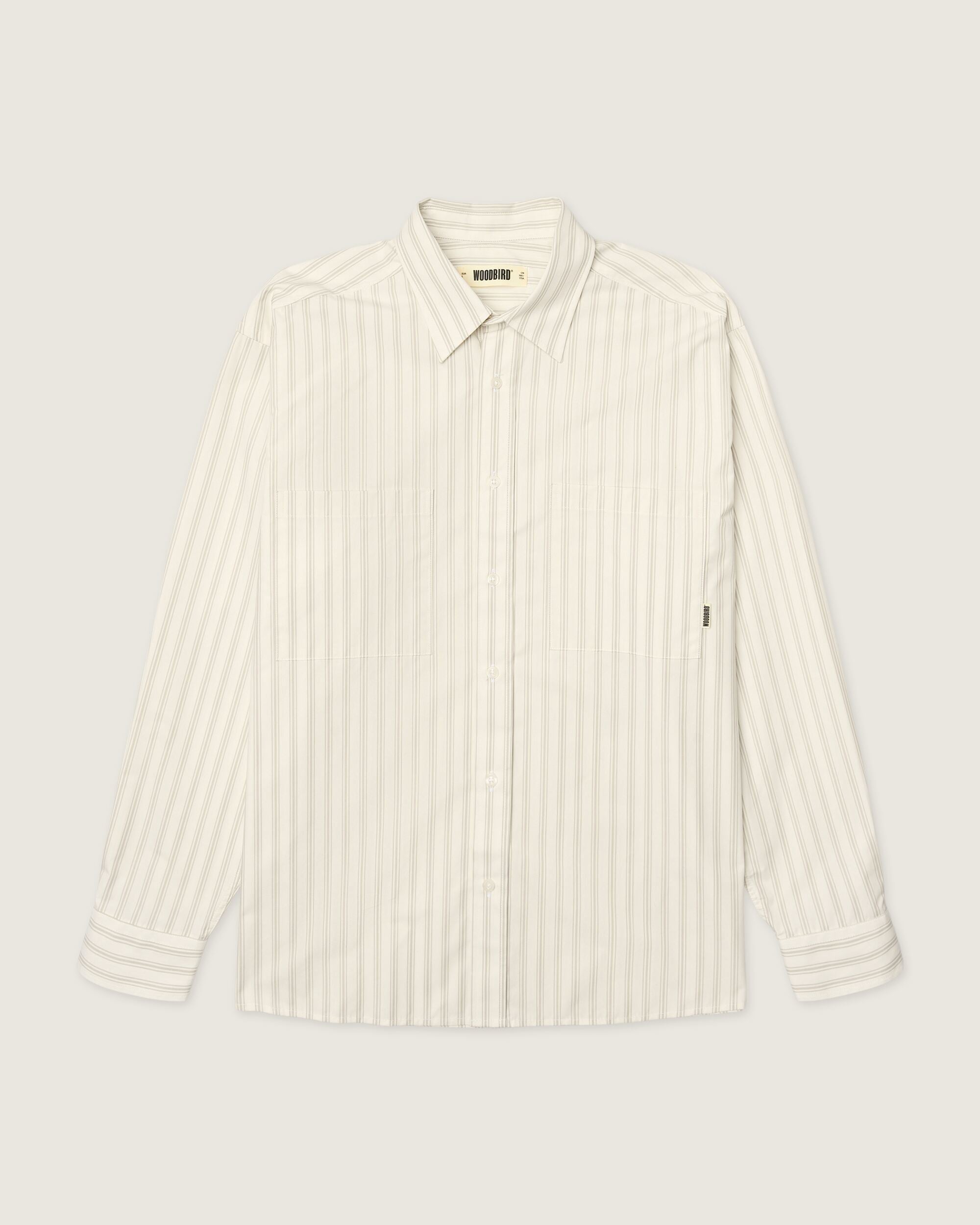 Woodbird WBBuzo Pocket Shirt Shirts Off White Stripe