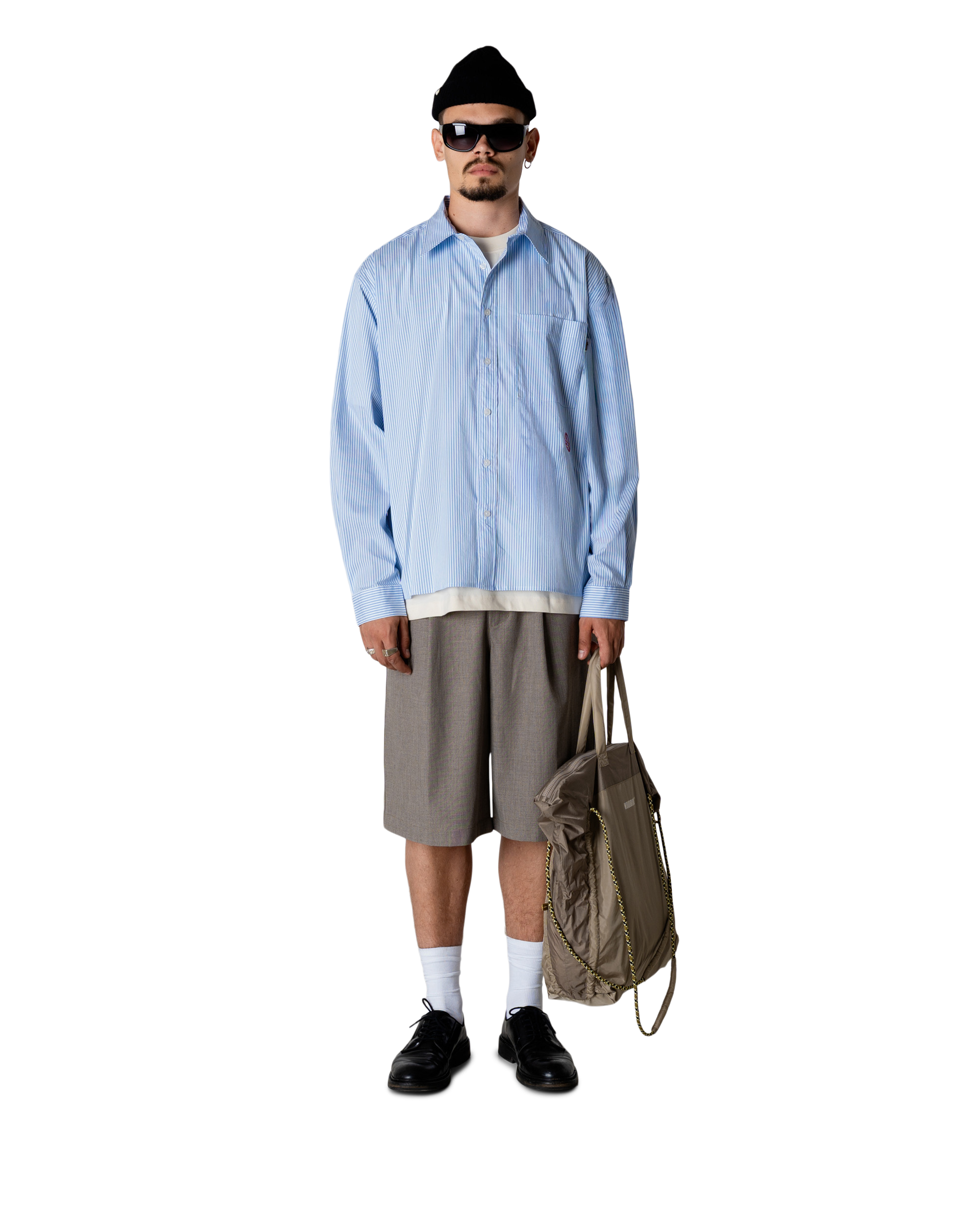 Woodbird WBBuzo Stripe EMB Shirt Shirts White-Blue