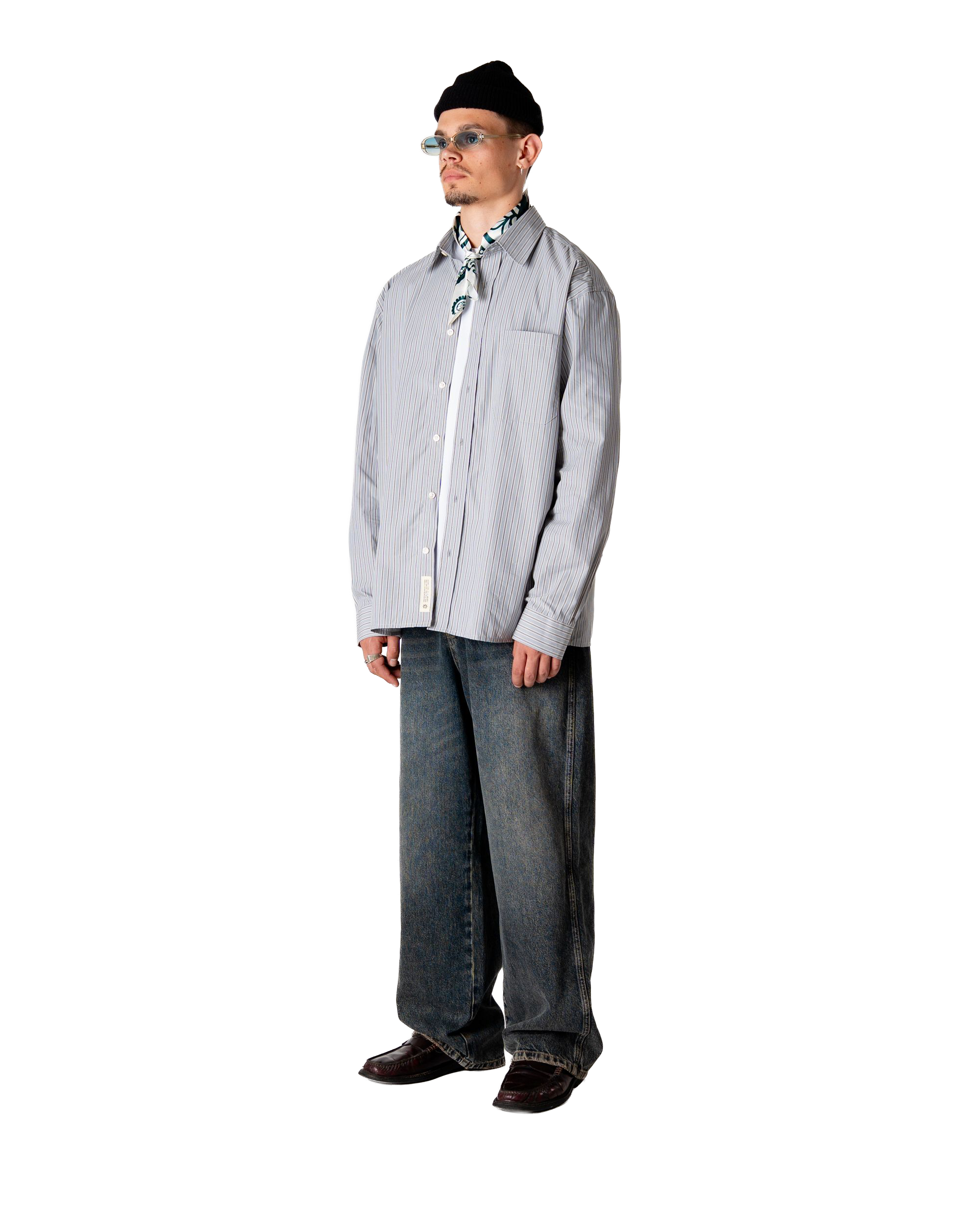 Woodbird WBBuzo Striped Shirt Shirts Light Blue