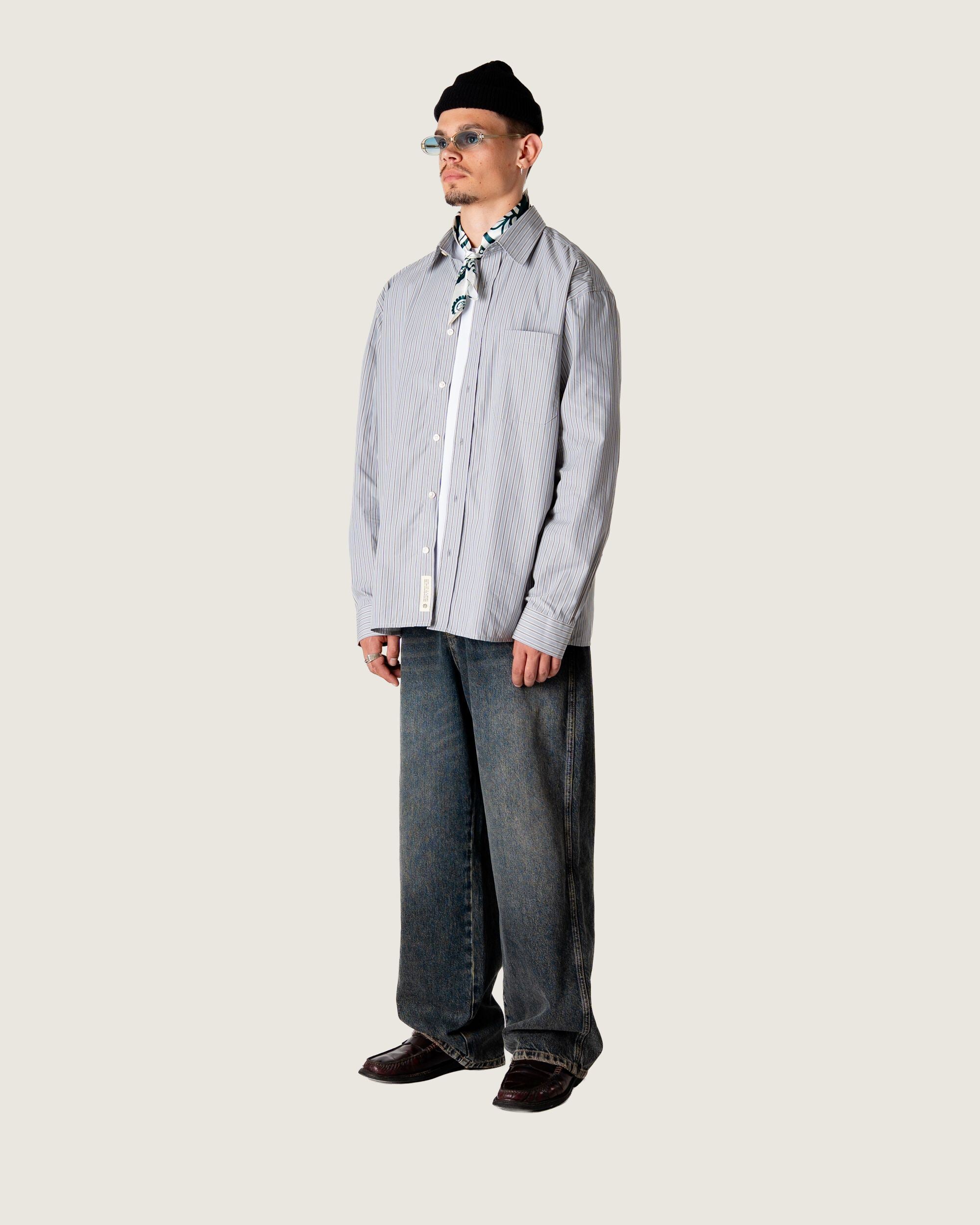 Woodbird WBBuzo Striped Shirt Shirts Light Blue