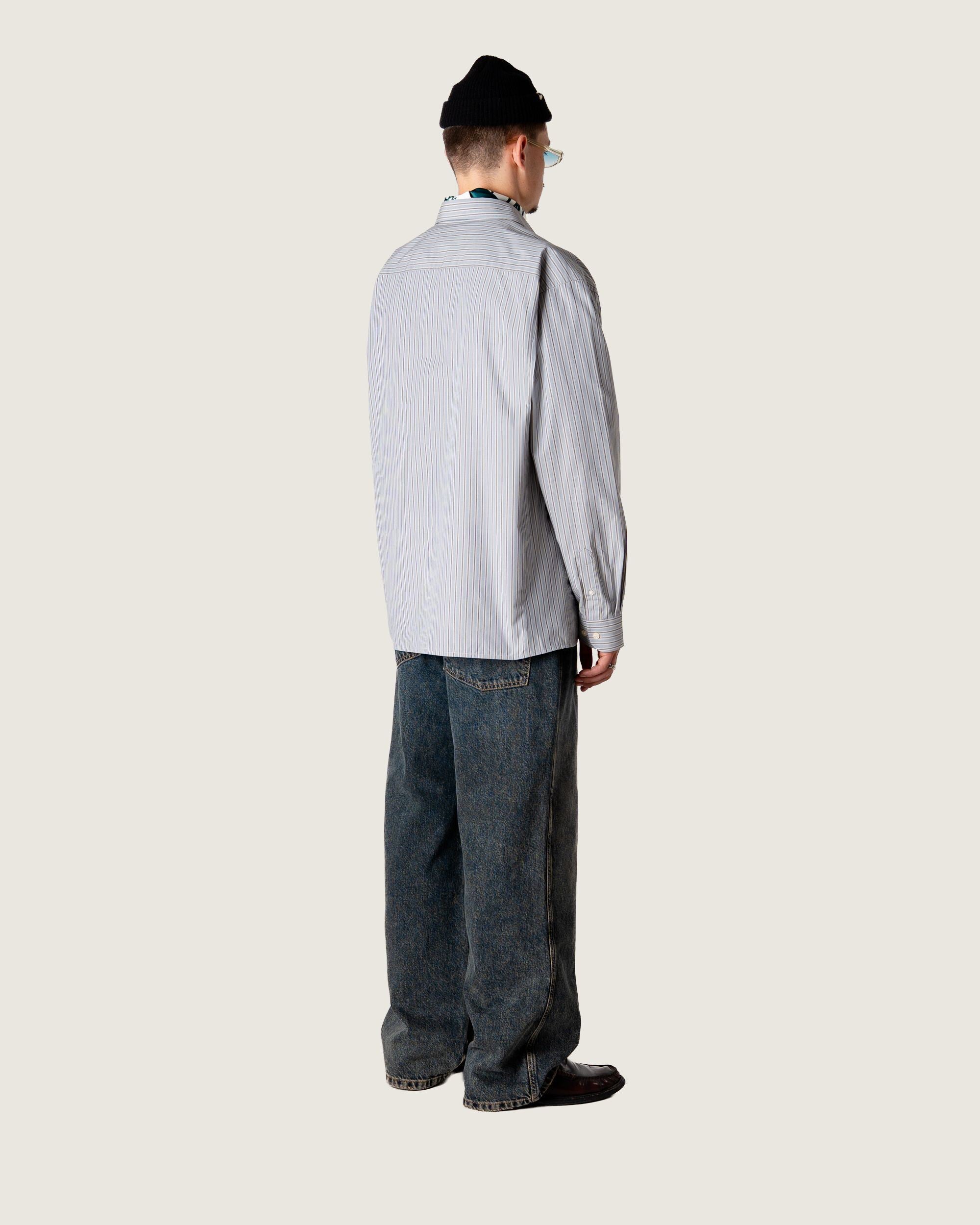 Woodbird WBBuzo Striped Shirt Shirts Light Blue