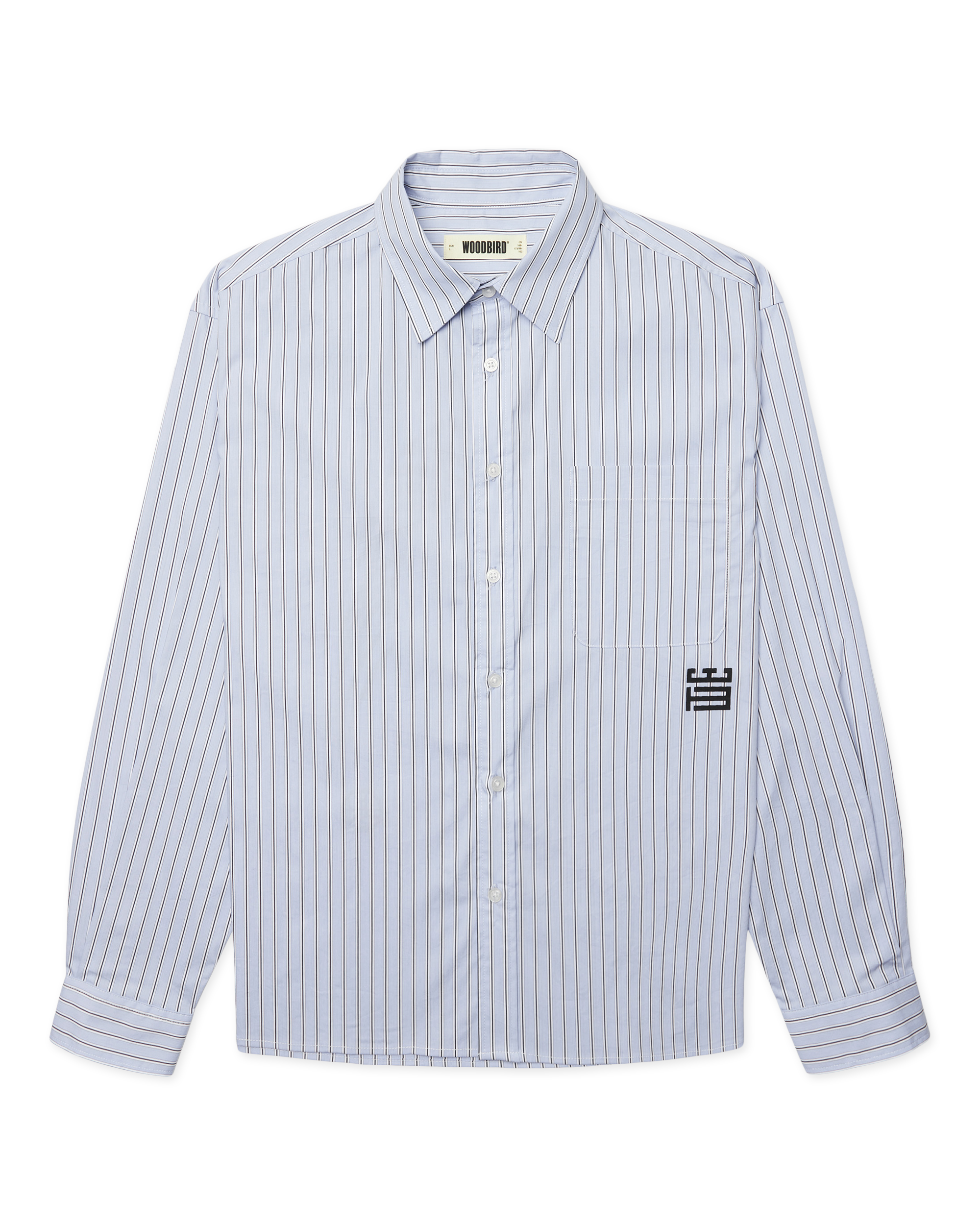 Woodbird WBBuzo Warp Stripe Shirt Shirts Blue-White
