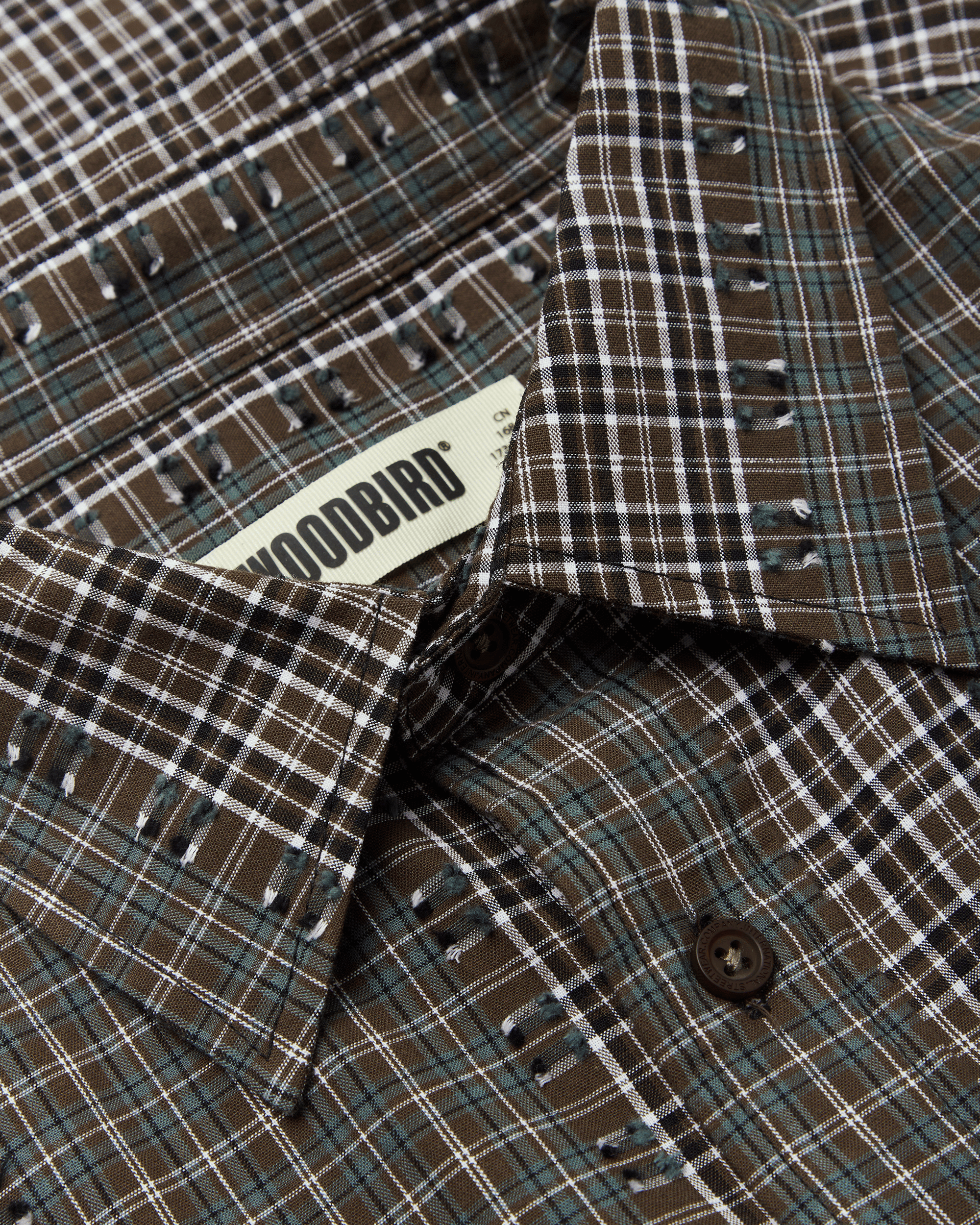 Woodbird WBBuzo Woma Check Shirt Shirts Brown-Green