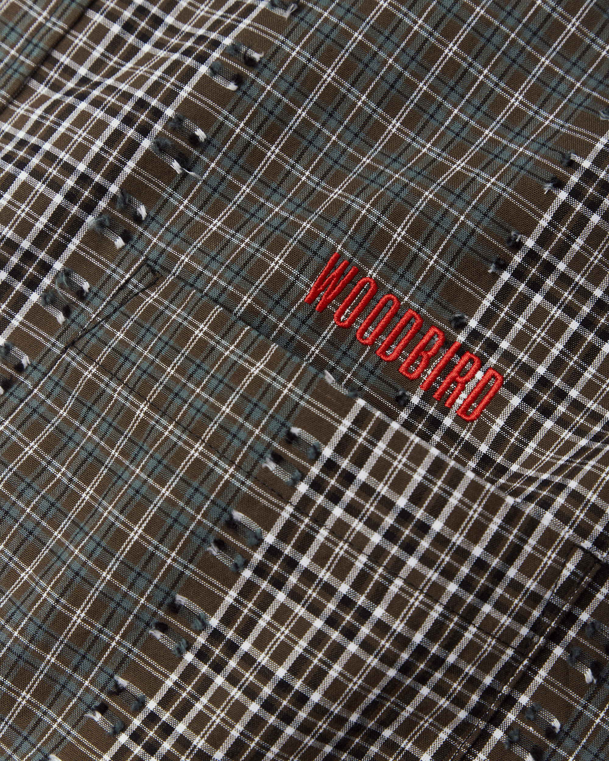 Woodbird WBBuzo Woma Check Shirt Shirts Brown-Green