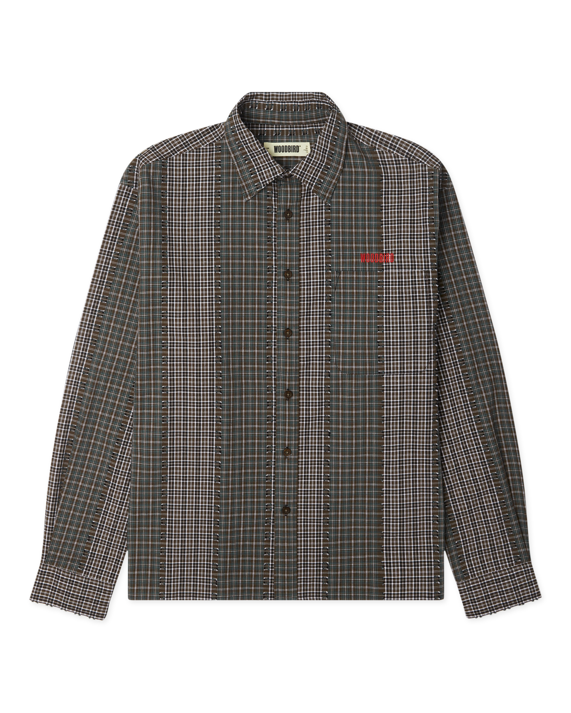 Woodbird WBBuzo Woma Check Shirt Shirts Brown-Green