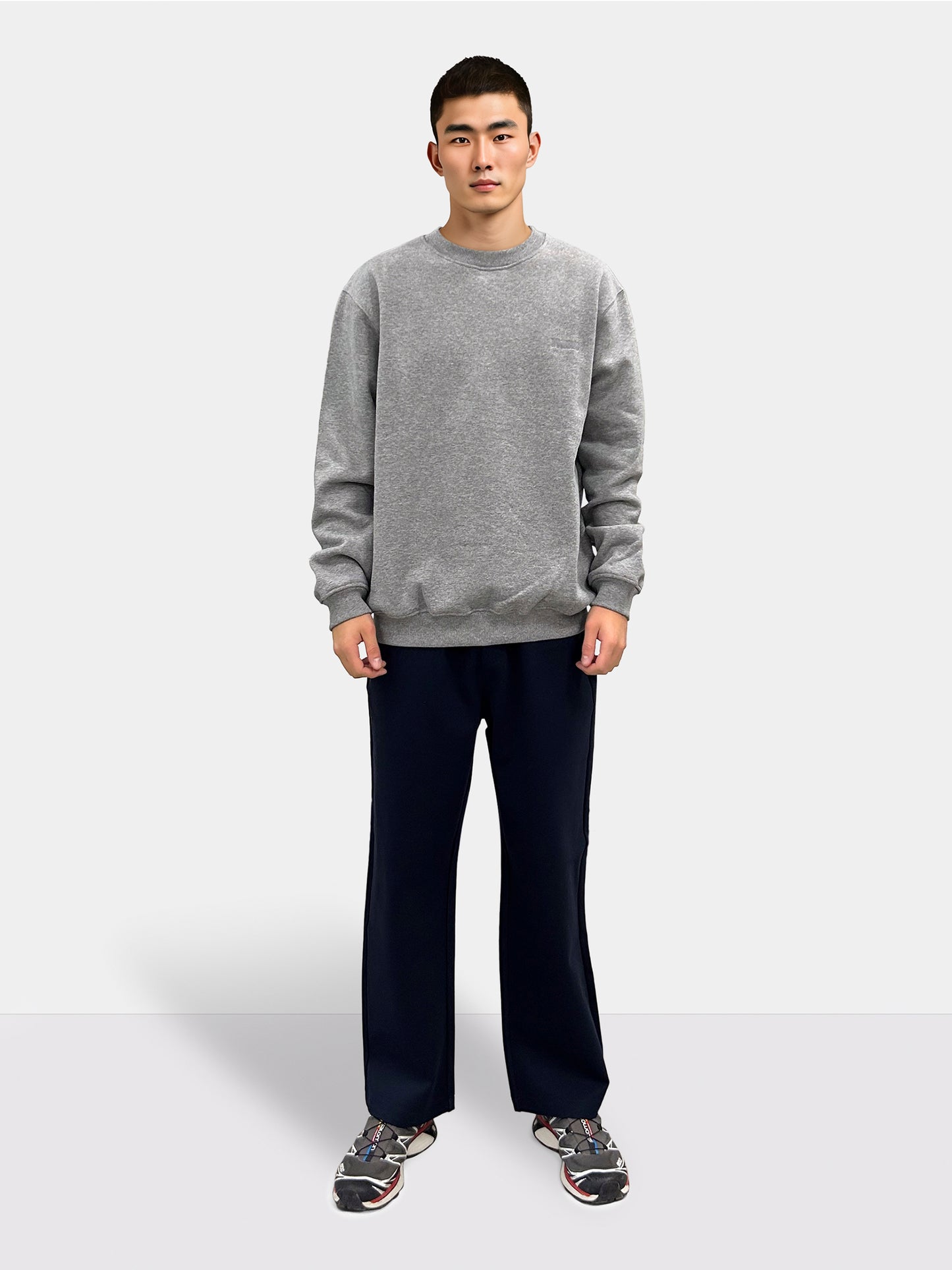 Woodbird WBCane Base Crew Sweats Grey Melange